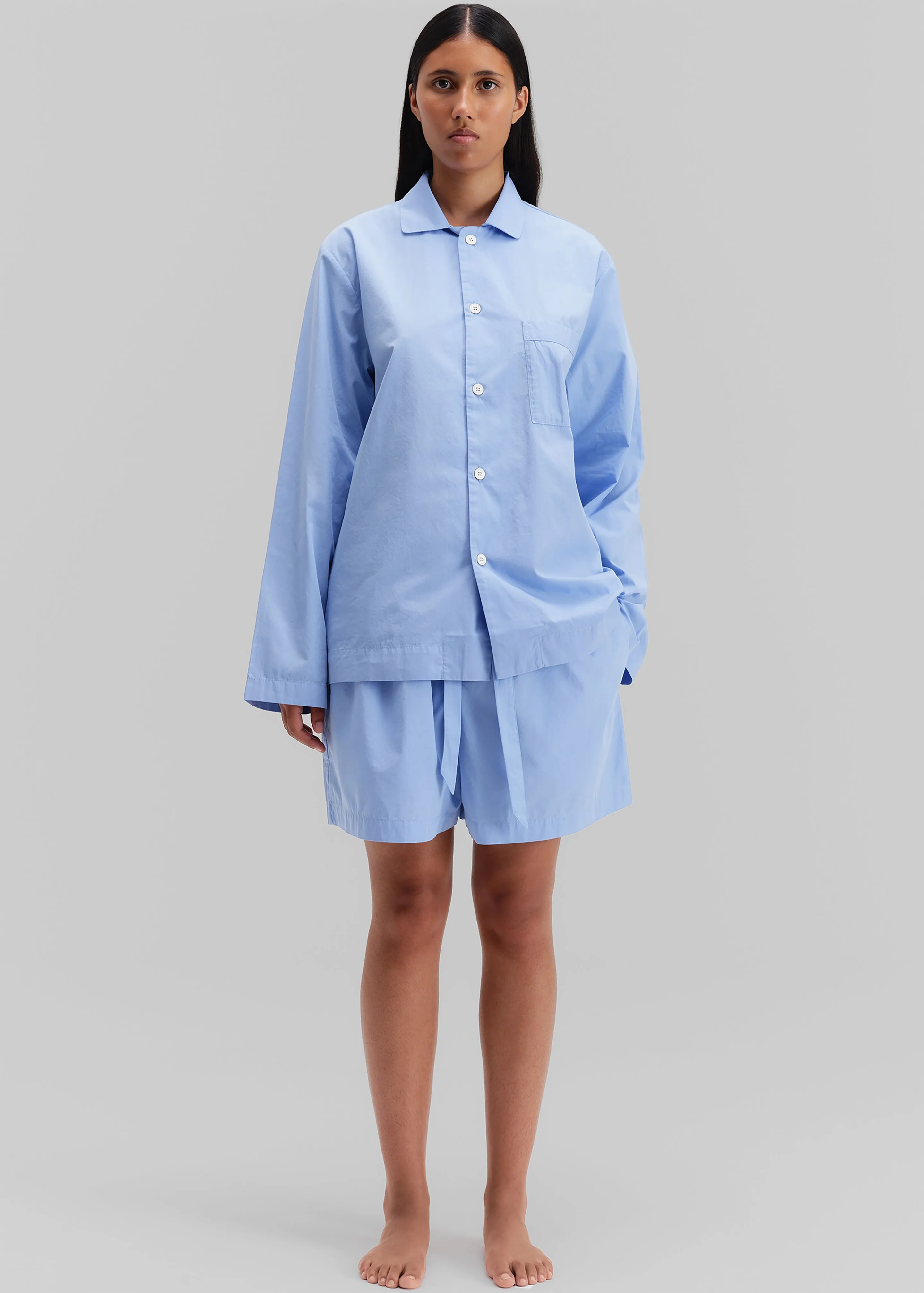 Tekla Poplin Pyjama Shirt - Cornflower Blue sold by Frankie Shop