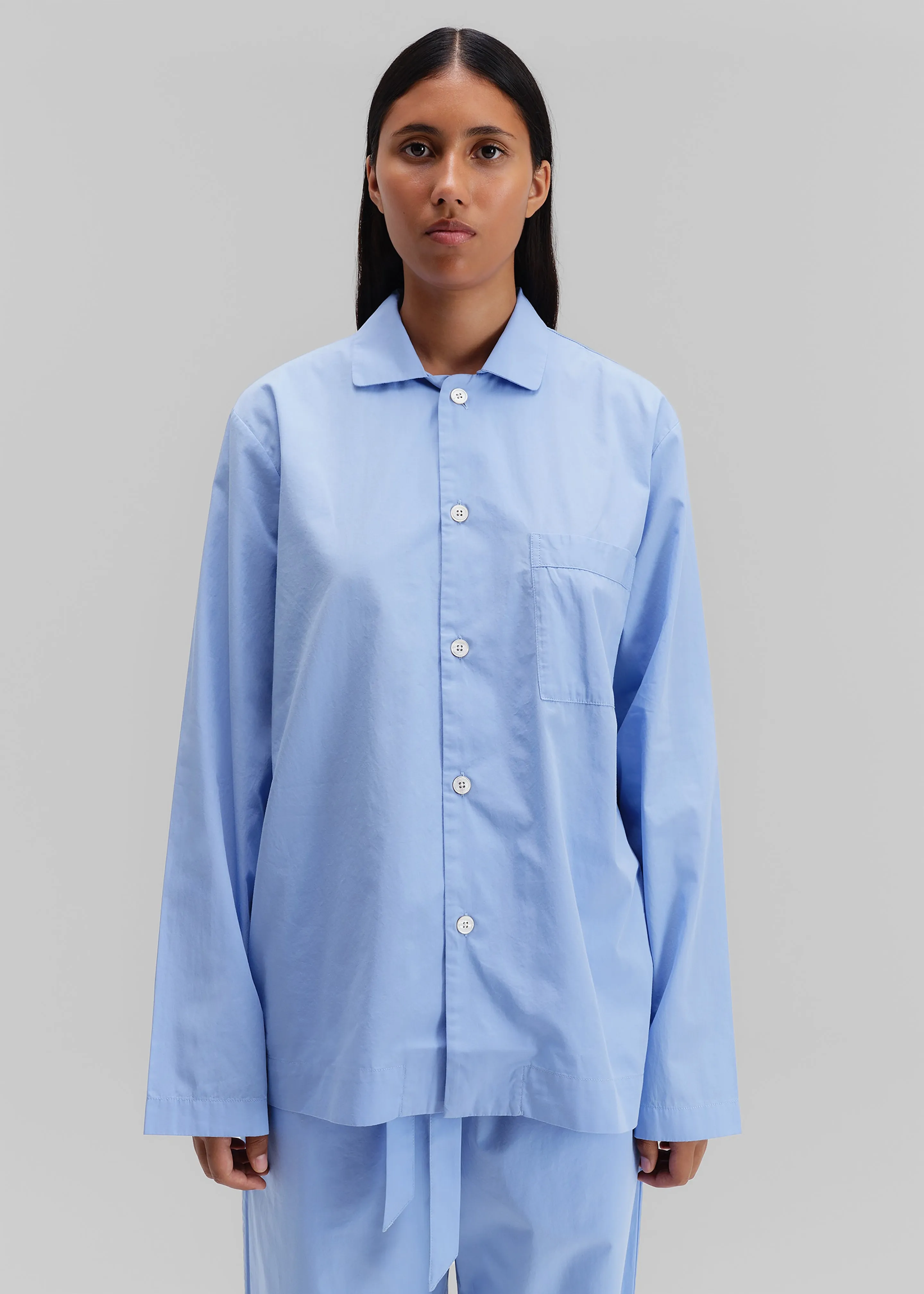 Tekla Poplin Pyjama Shirt - Cornflower Blue sold by Frankie Shop product image thumbnail 3