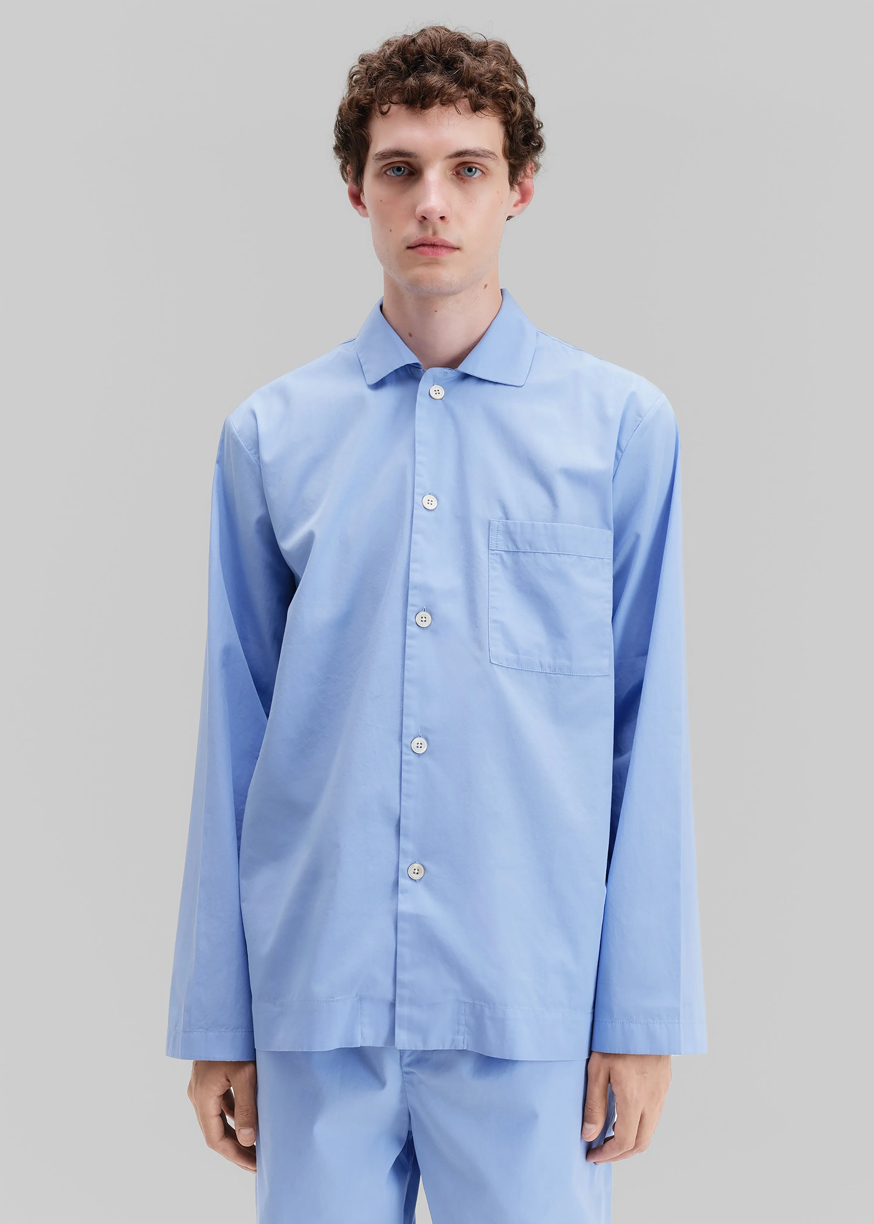 Tekla Poplin Pyjama Shirt - Cornflower Blue sold by Frankie Shop product image thumbnail 4