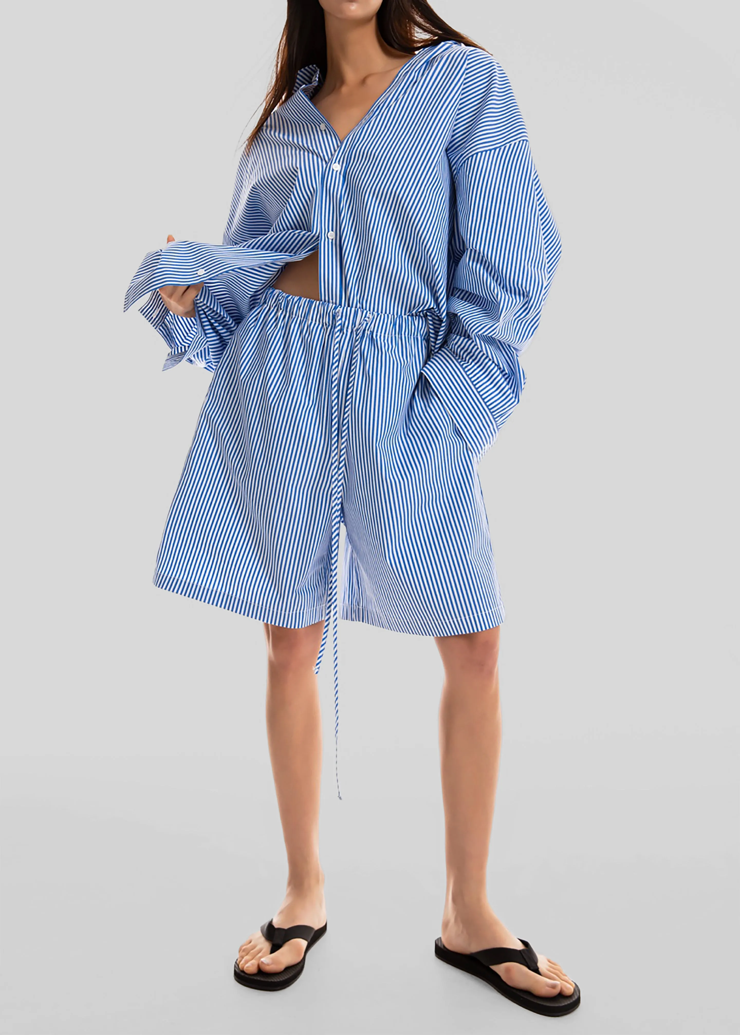 Rimini Bermuda Shorts - Blue/White Stripe sold by Frankie Shop product image thumbnail 4