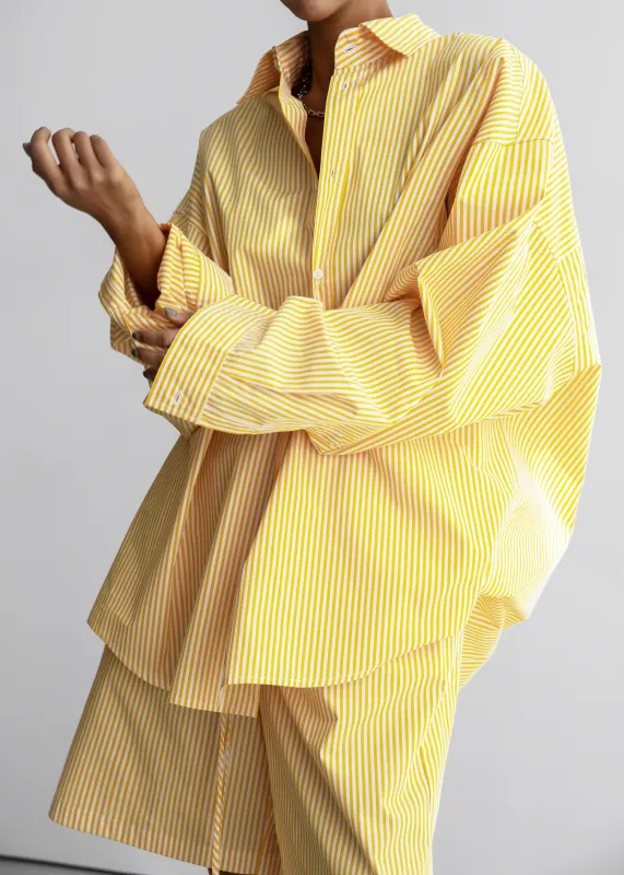 Rimini Oversized Poplin Shirt - Yellow/White Stripe sold by Frankie Shop