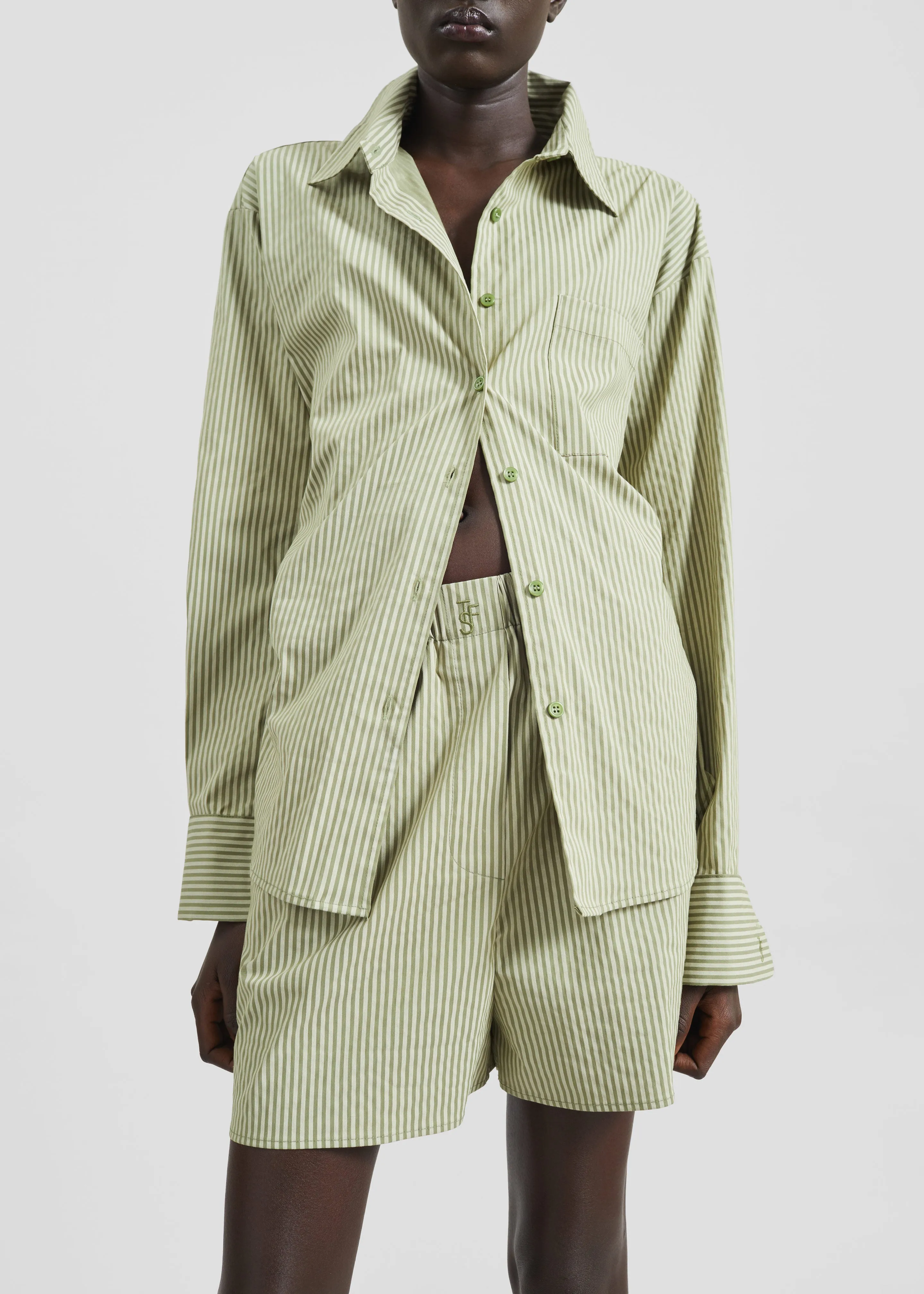 Lui Shirt - Green Stripe sold by Frankie Shop product image thumbnail 3