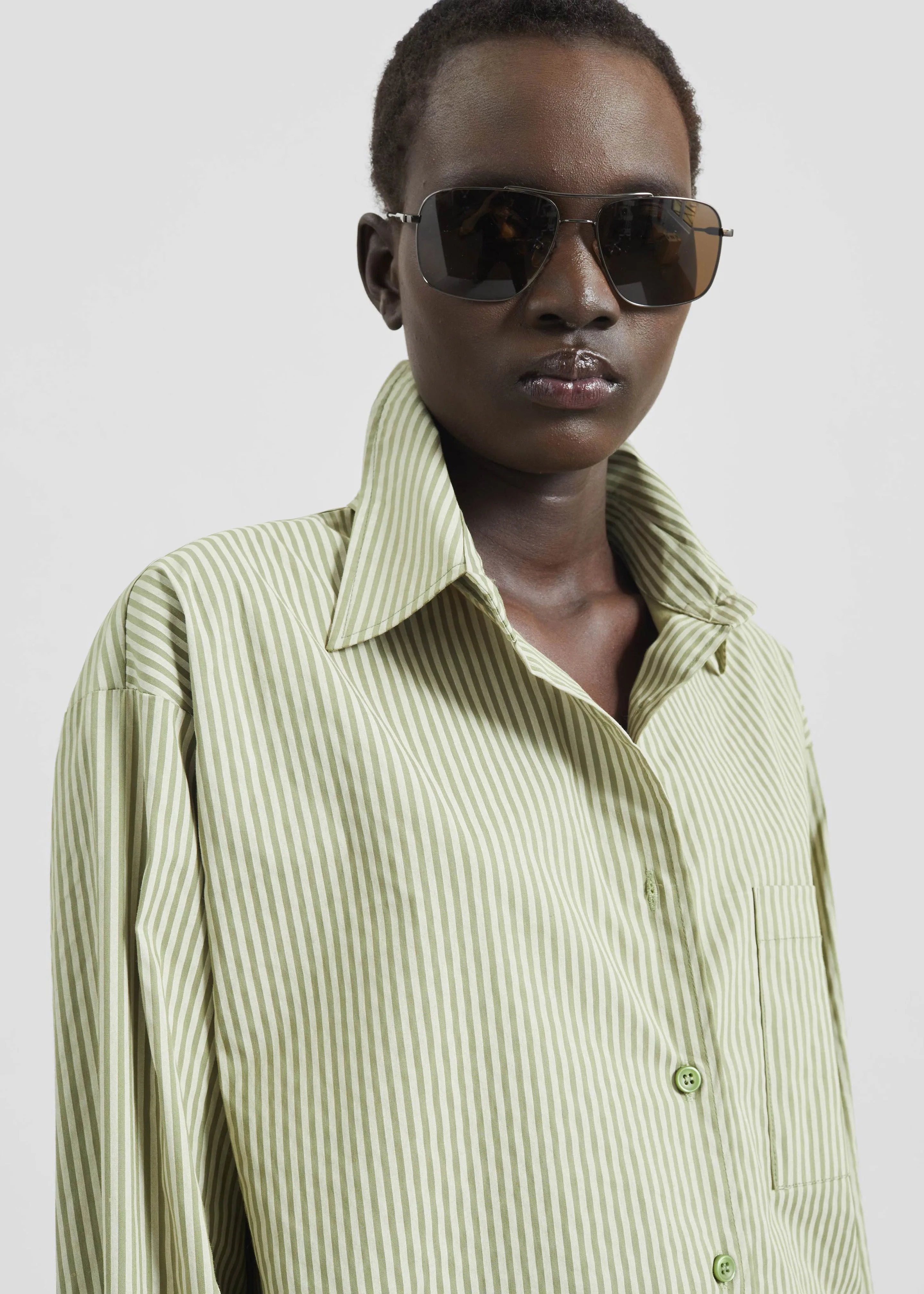Lui Shirt - Green Stripe sold by Frankie Shop product image thumbnail 4