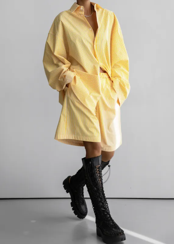 Rimini Bermuda Shorts - Yellow/White Stripe sold by Frankie Shop