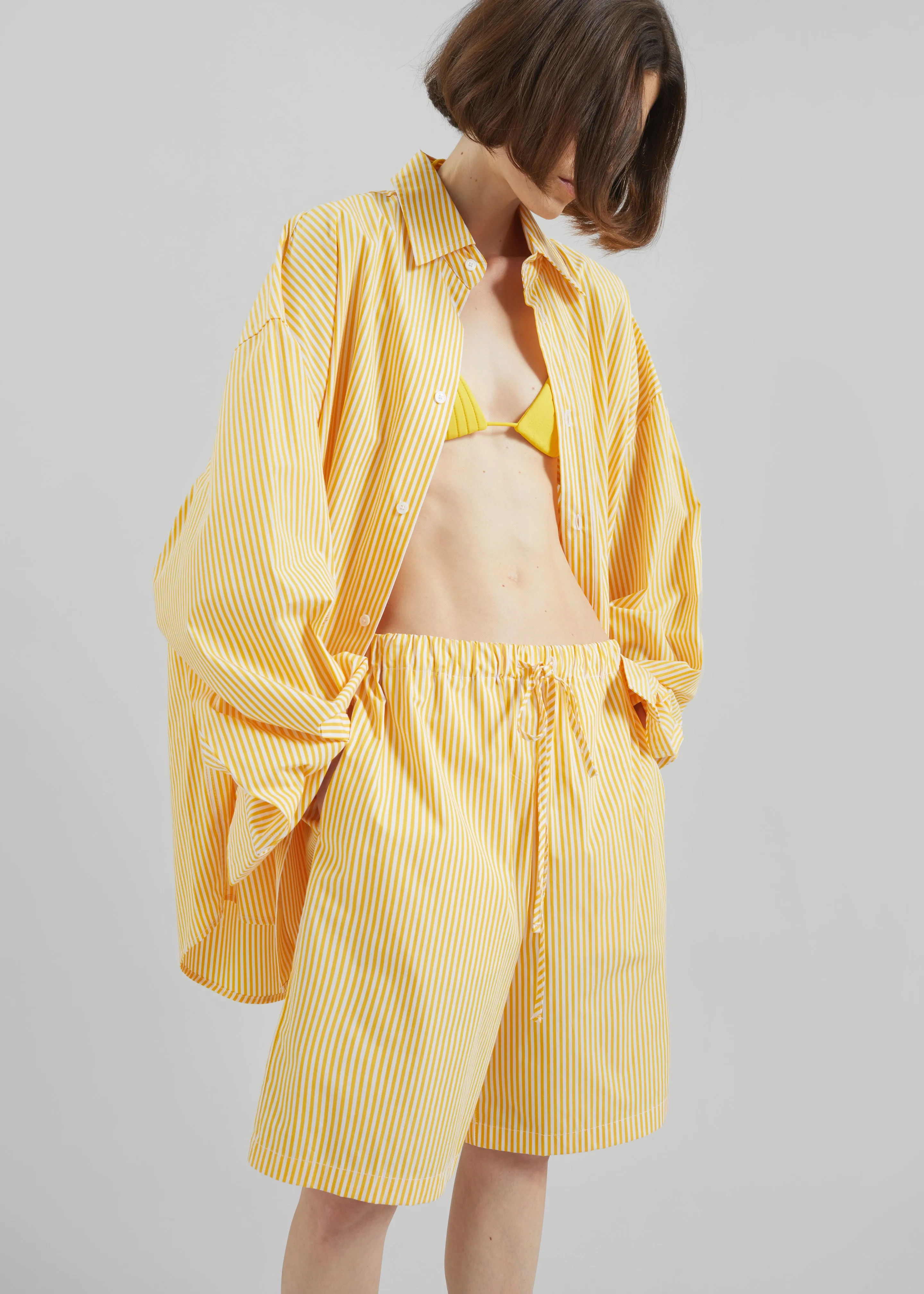 Rimini Bermuda Shorts - Yellow/White Stripe sold by Frankie Shop product image thumbnail 3