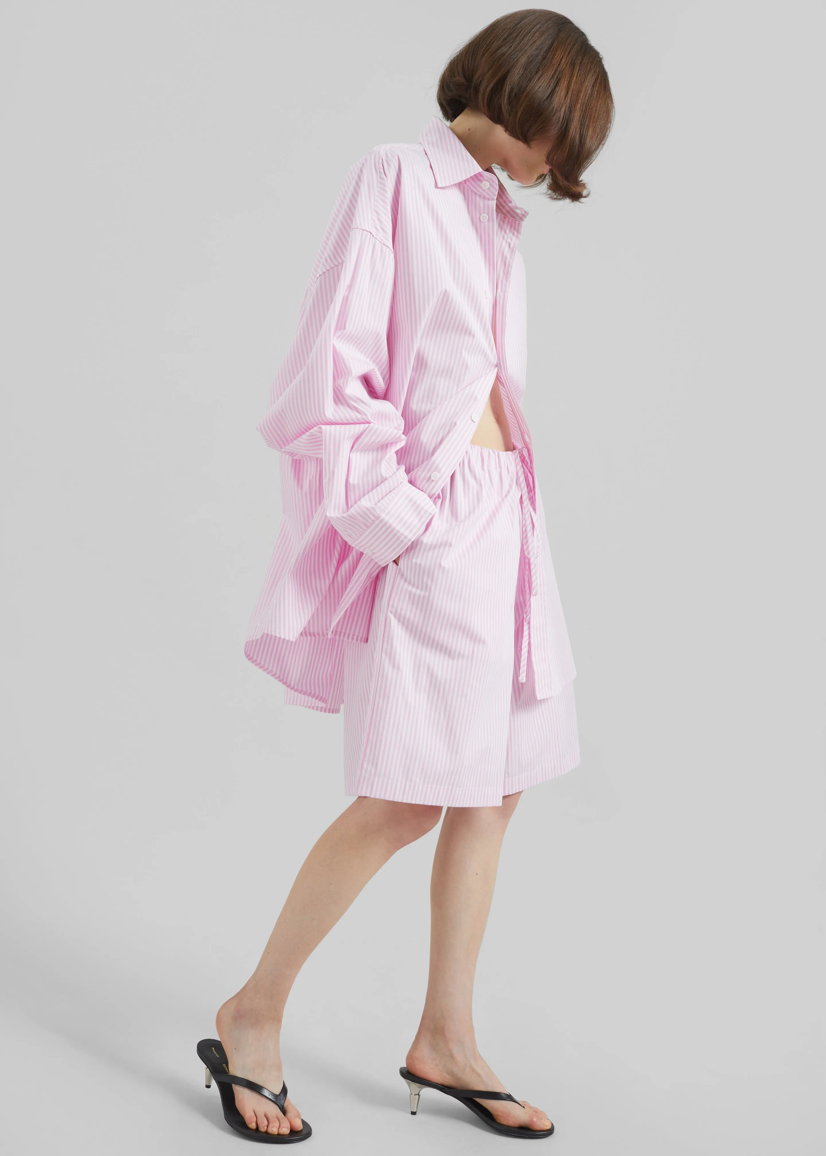 Rimini Oversized Poplin Shirt - Pink/White Stripe sold by Frankie Shop product image thumbnail 5