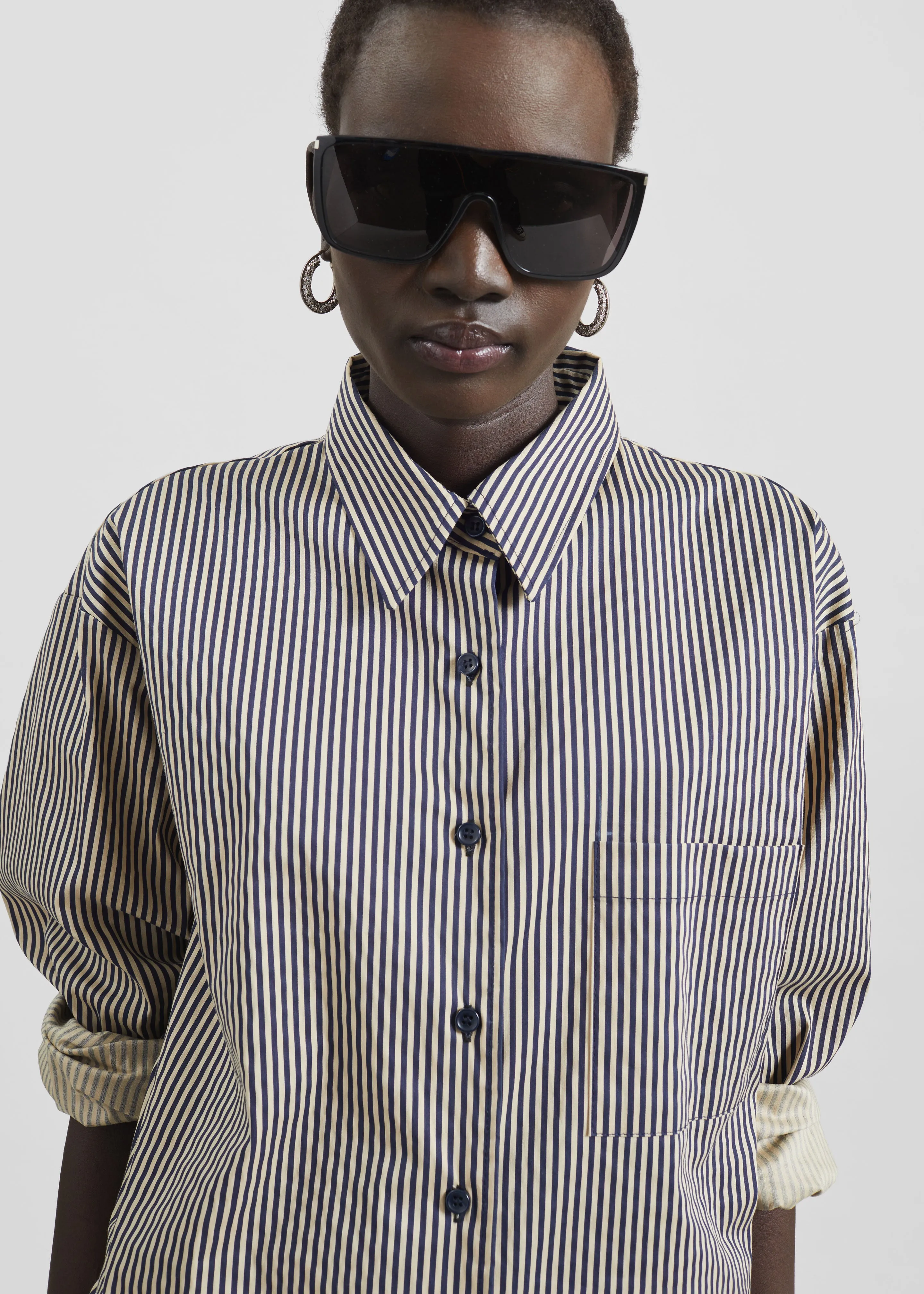 Lui Shirt - Beige/Navy Stripe sold by Frankie Shop product image thumbnail 3