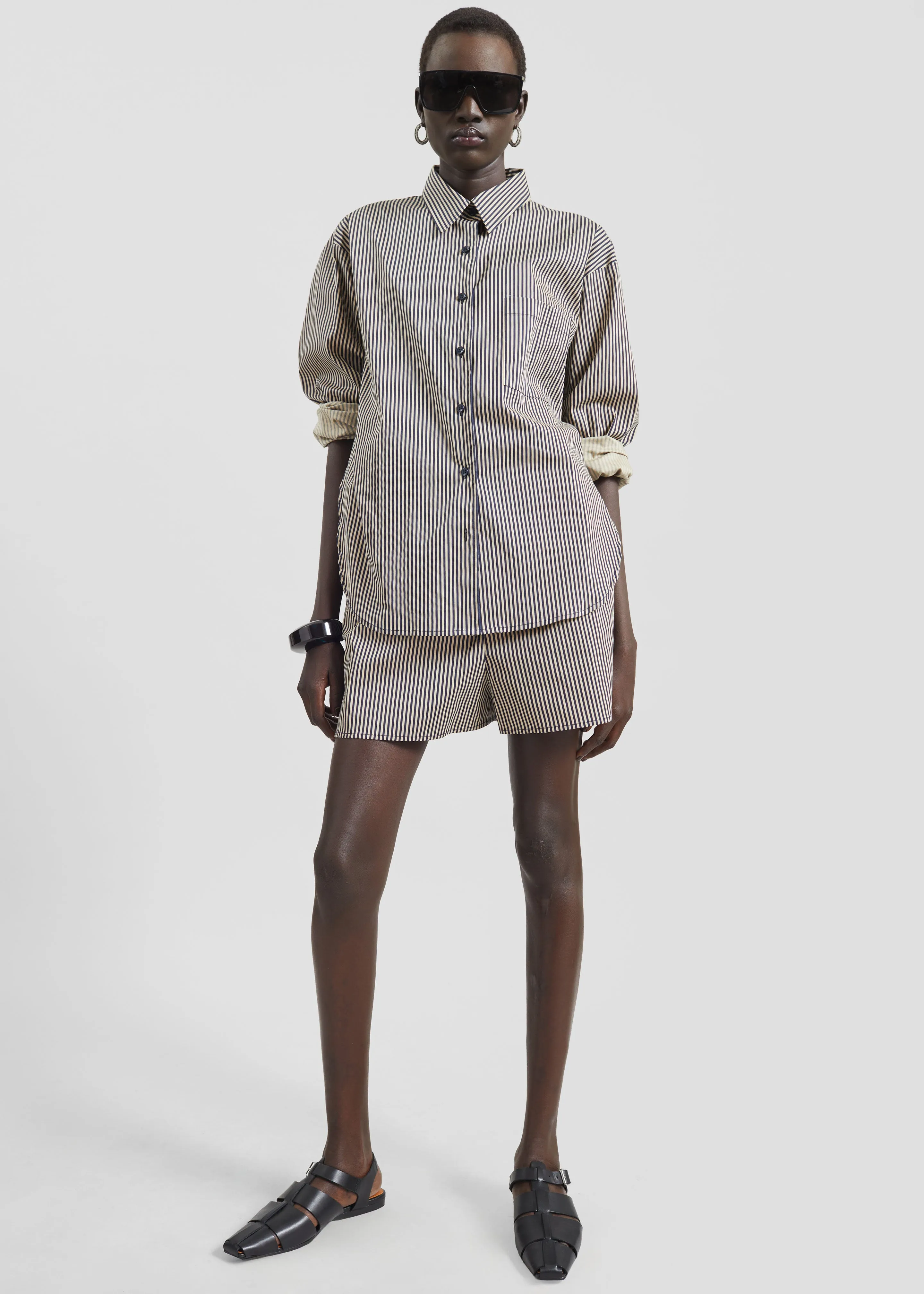 Lui Shirt - Beige/Navy Stripe sold by Frankie Shop product image thumbnail 4