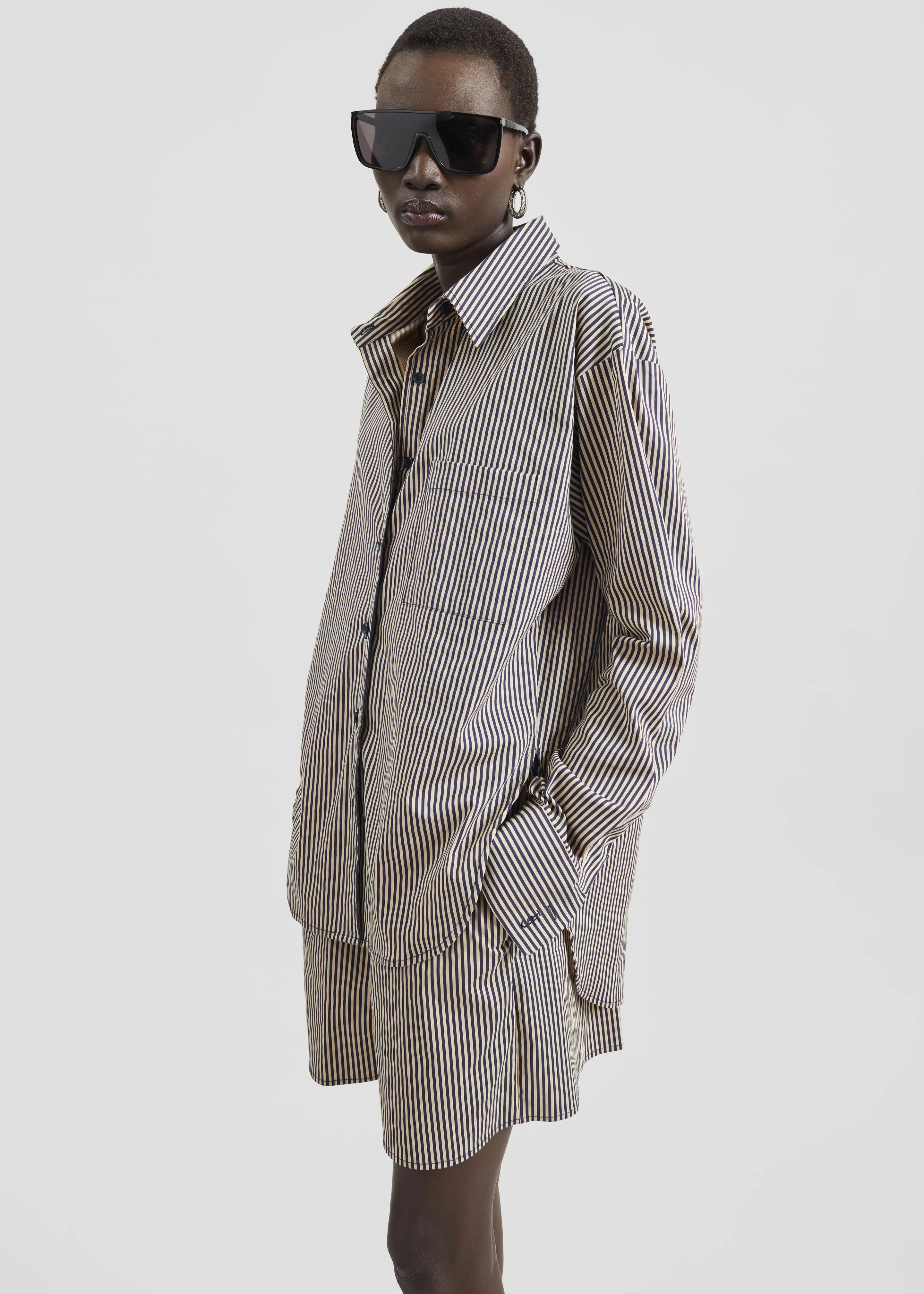 Lui Shirt - Beige/Navy Stripe sold by Frankie Shop