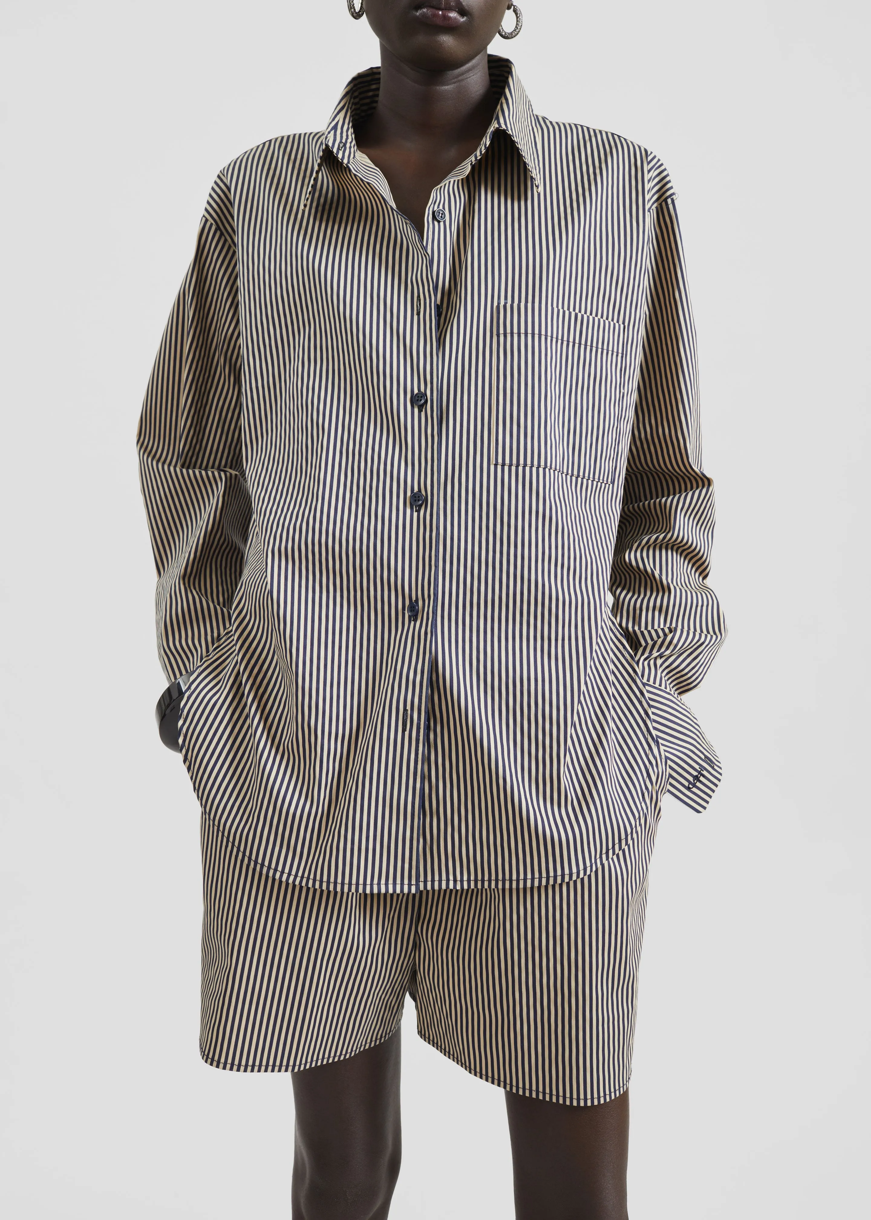 Lui Shirt - Beige/Navy Stripe sold by Frankie Shop product image thumbnail 5