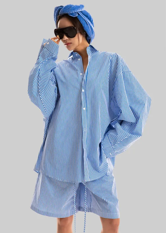Rimini Oversized Poplin Shirt - Blue/White Stripe sold by Frankie Shop