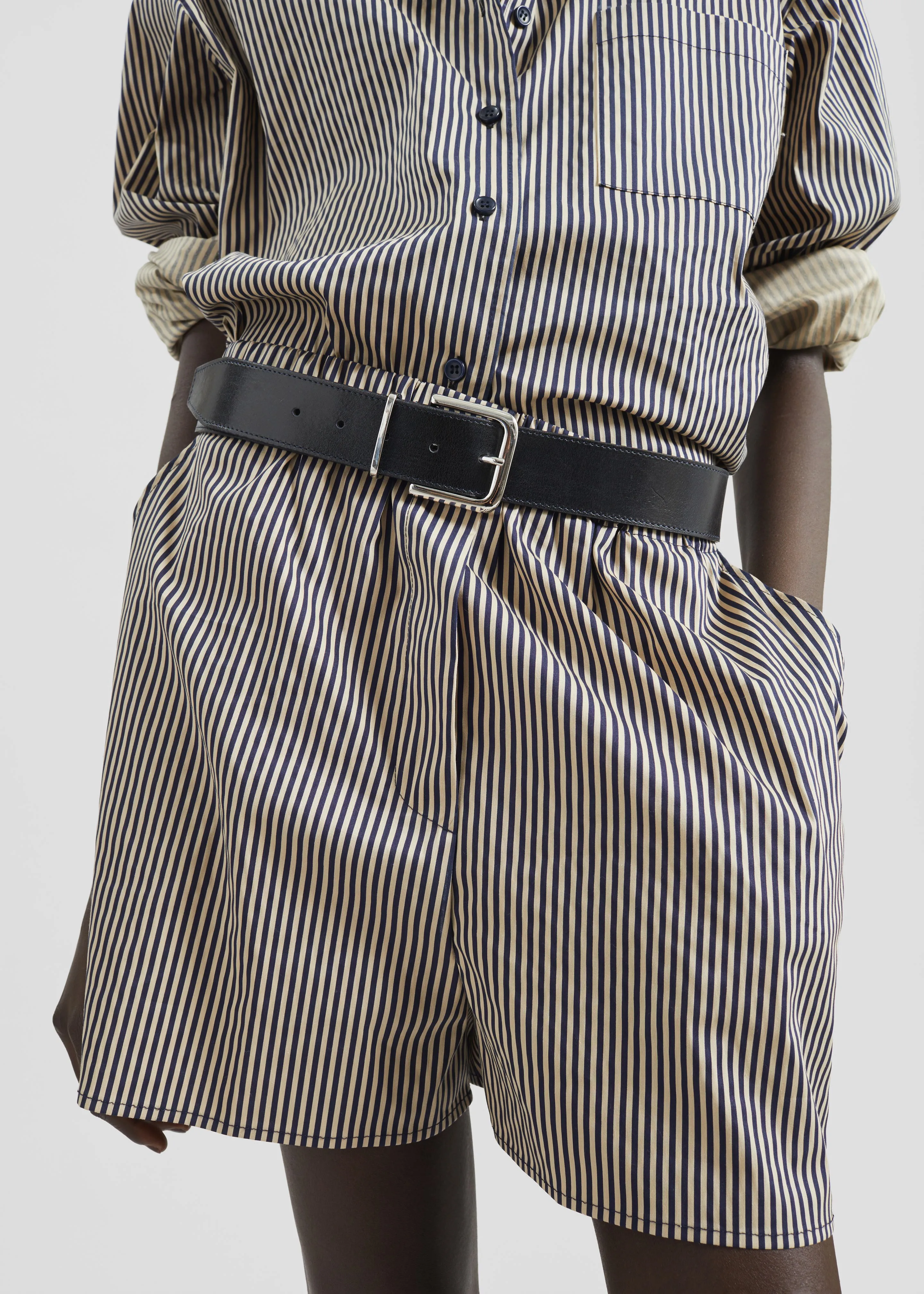 Lui Boxer Shorts - Beige/Navy Stripe sold by Frankie Shop