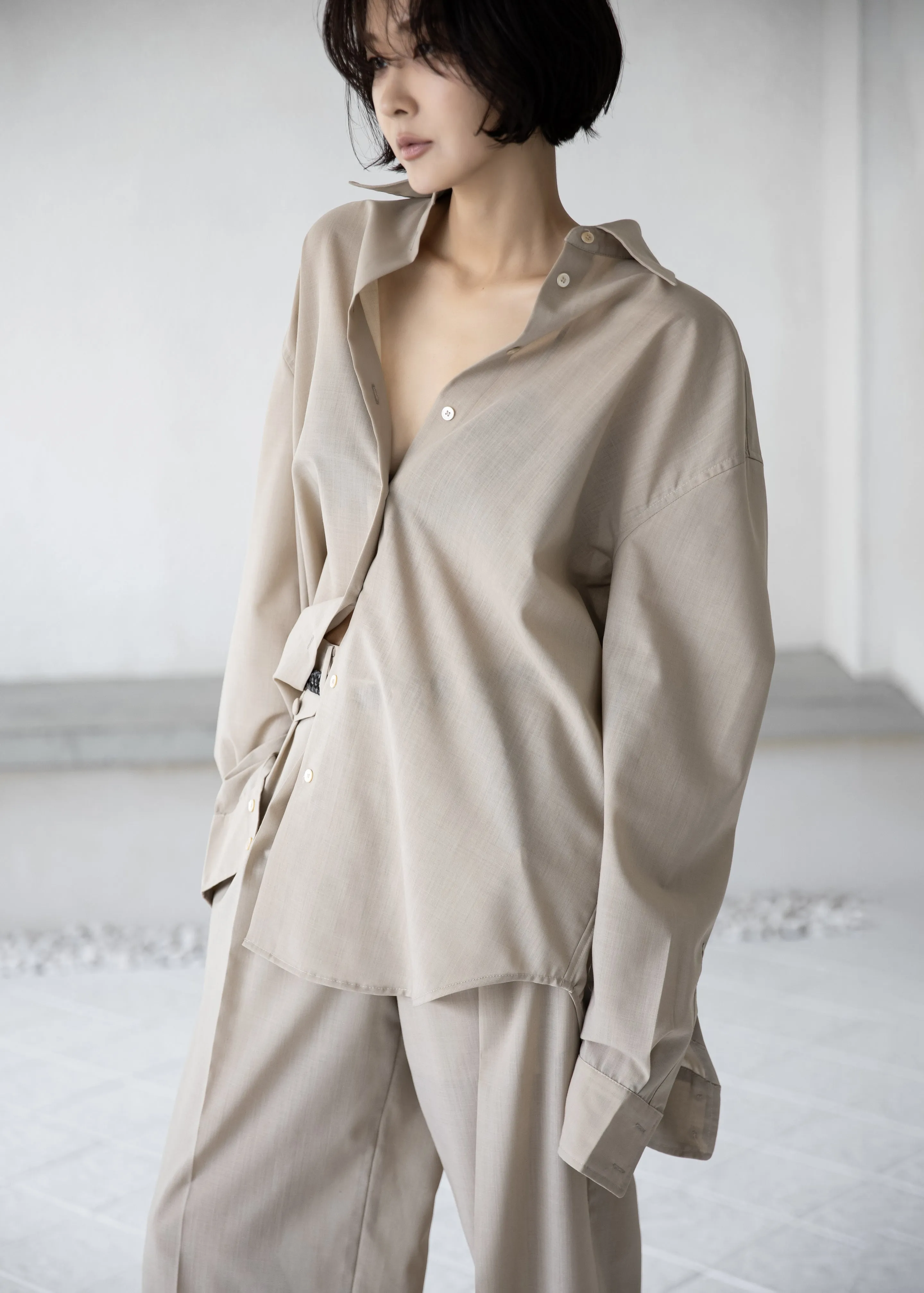 Meslay Sheer Shirt - Beige sold by Frankie Shop product image thumbnail 4