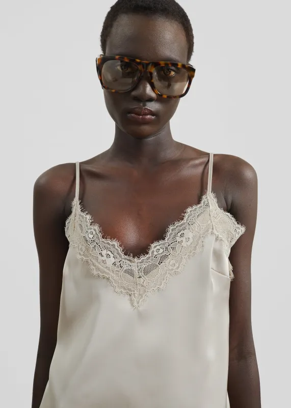 Varnell Satin Lace Top - Beige sold by Frankie Shop