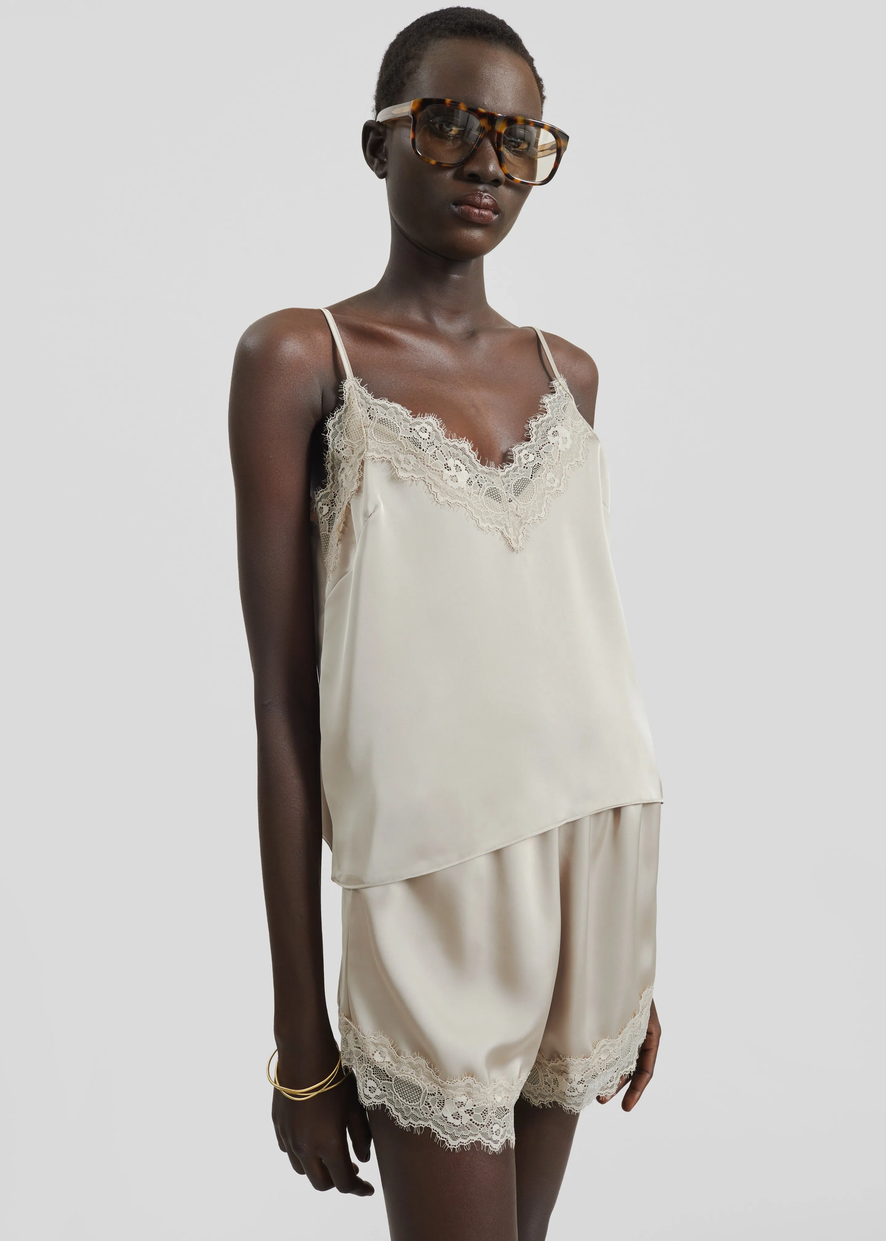 Varnell Satin Lace Top - Beige sold by Frankie Shop product image thumbnail 3