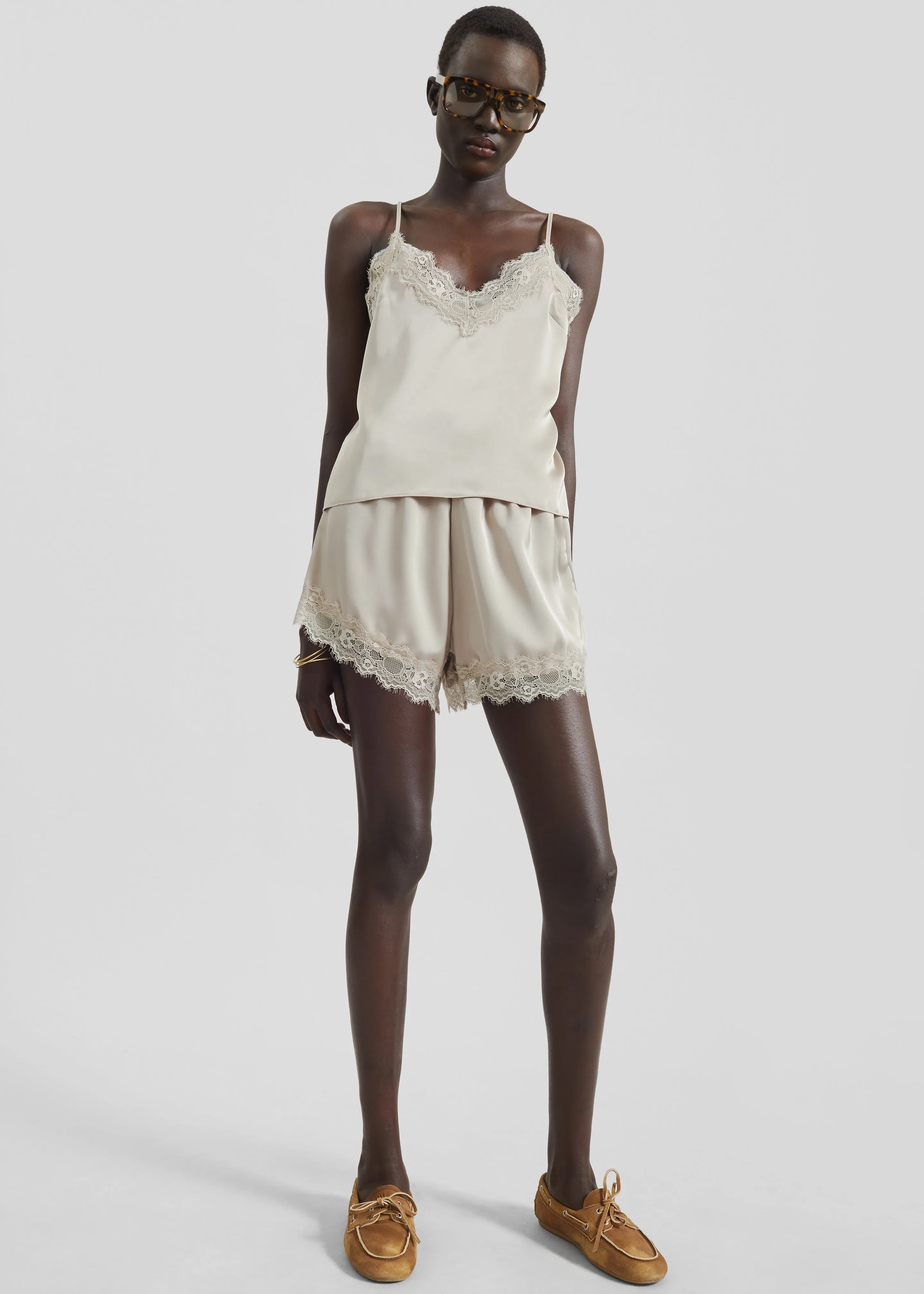 Varnell Satin Lace Top - Beige sold by Frankie Shop product image thumbnail 4