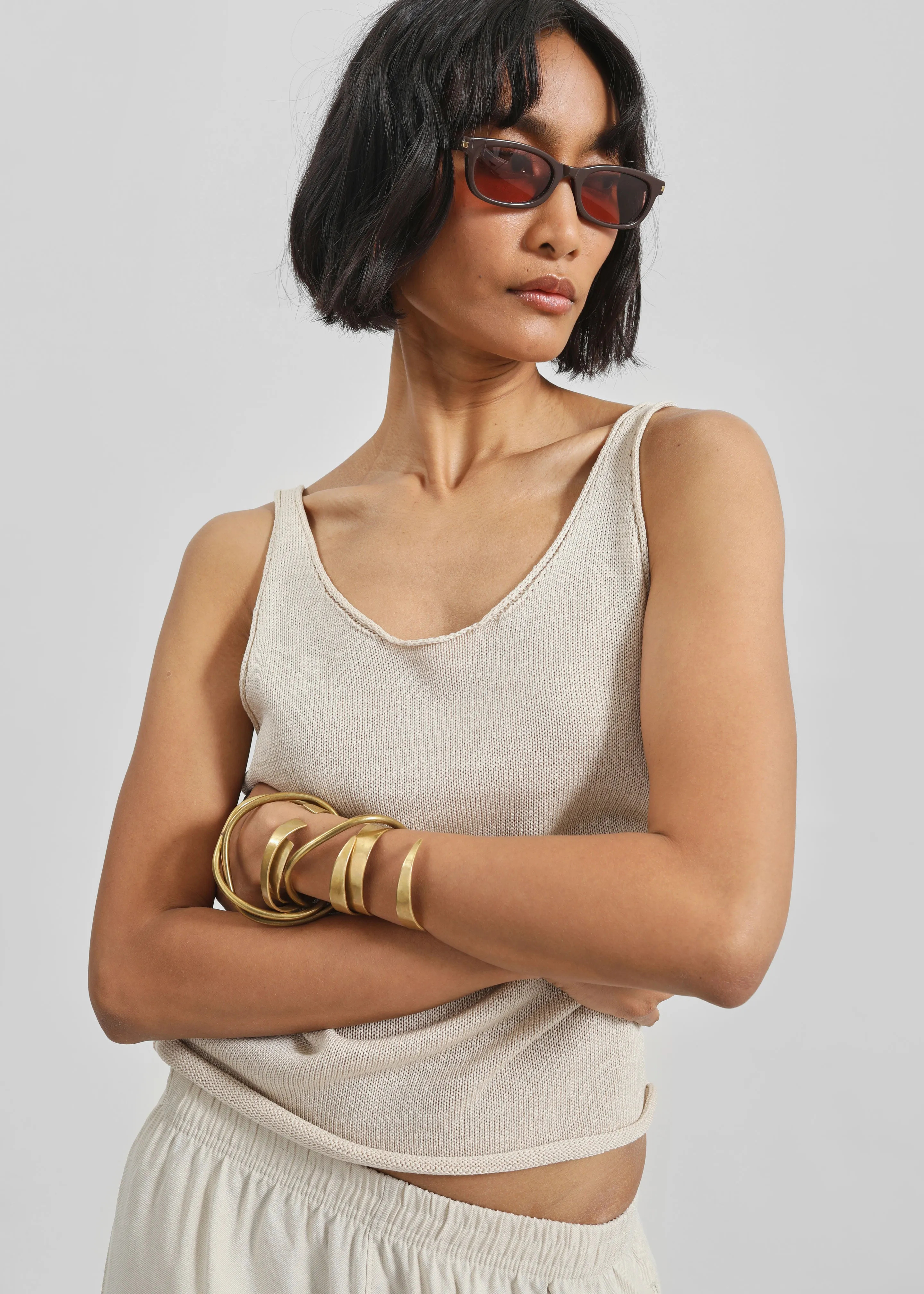 Islay Open-Back Knit Tank - Beige sold by Frankie Shop product image thumbnail 5