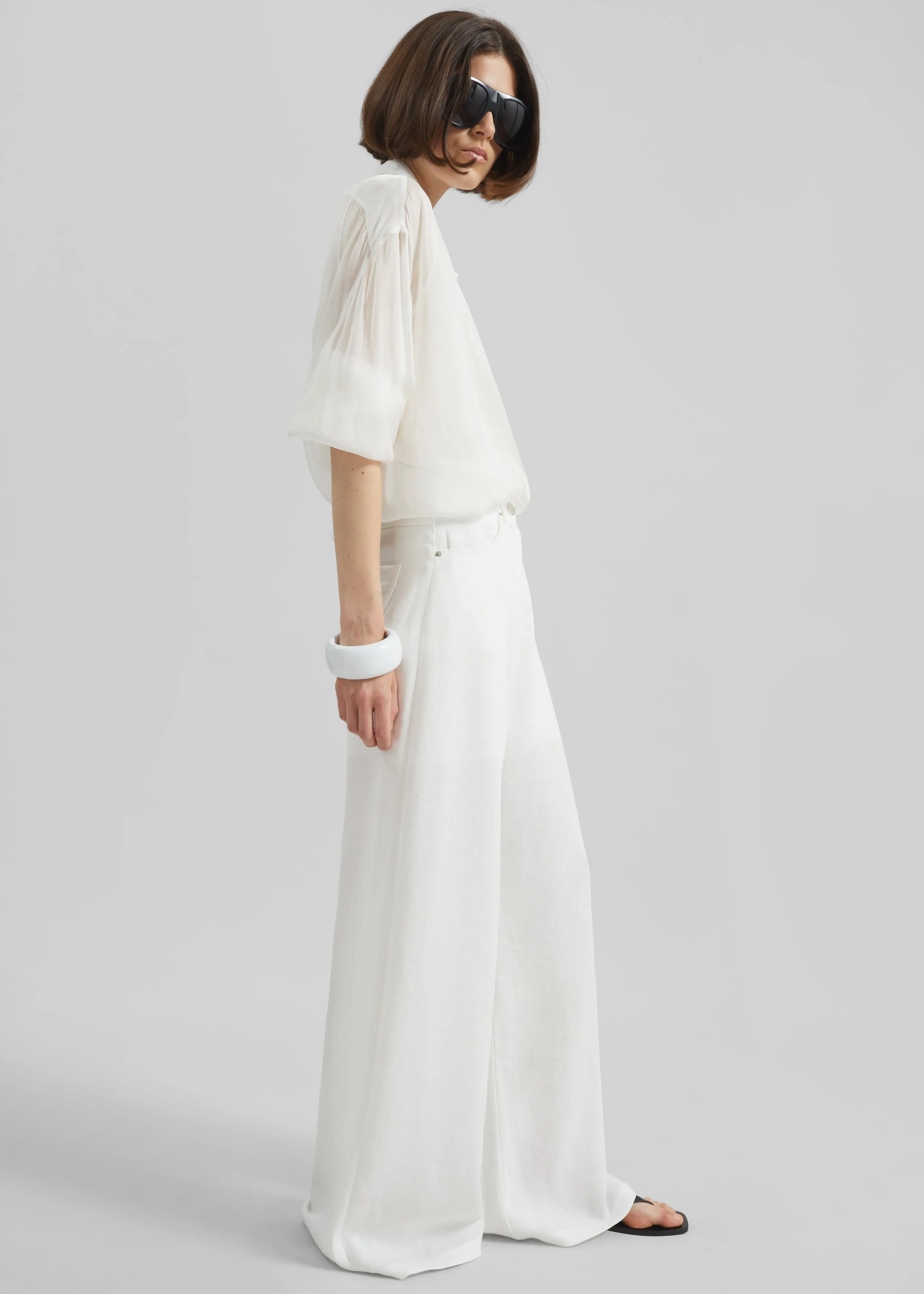 Mapello Wide Leg Pants - White sold by Frankie Shop product image thumbnail 3