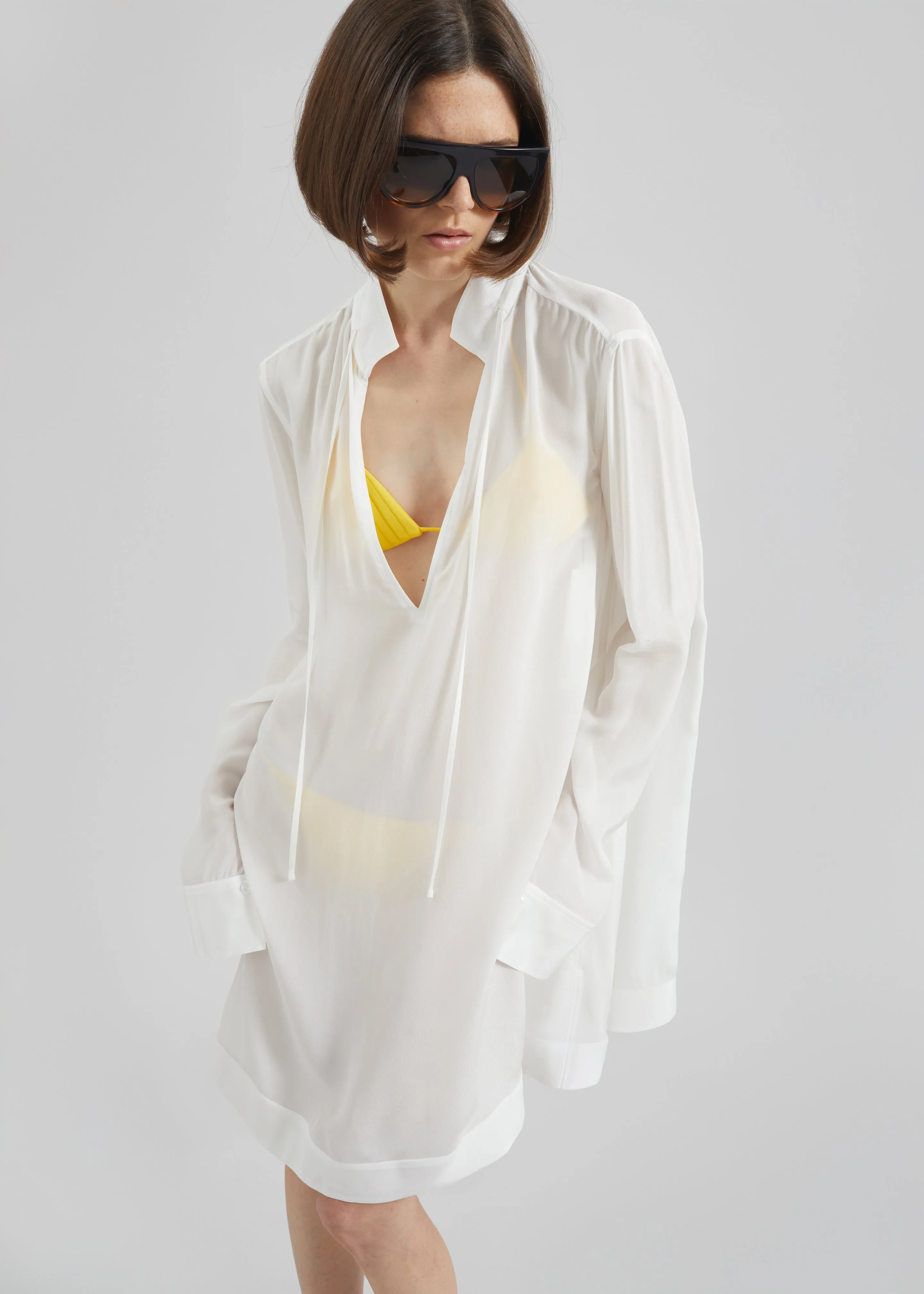 Nazare Fluid Shirt Dress - White sold by Frankie Shop product image thumbnail 2