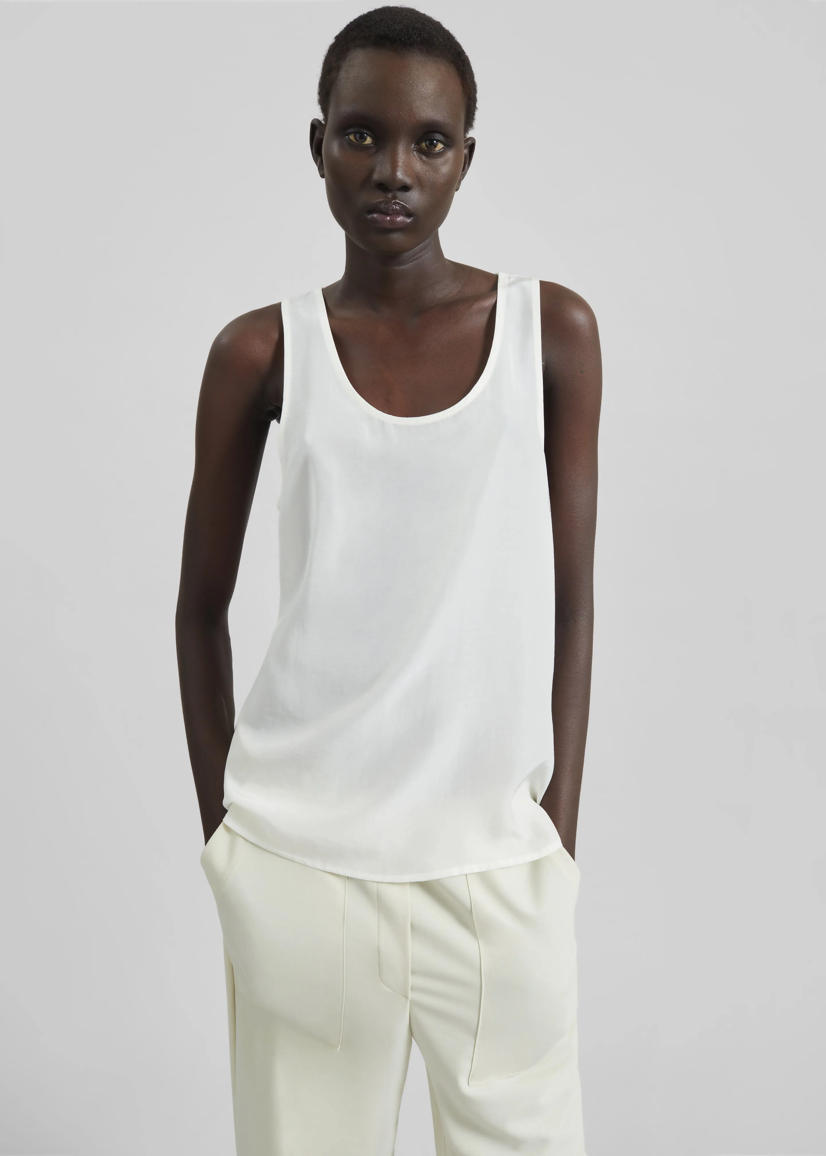 Nivee Lustrous Boxy Tank - Ivory sold by Frankie Shop