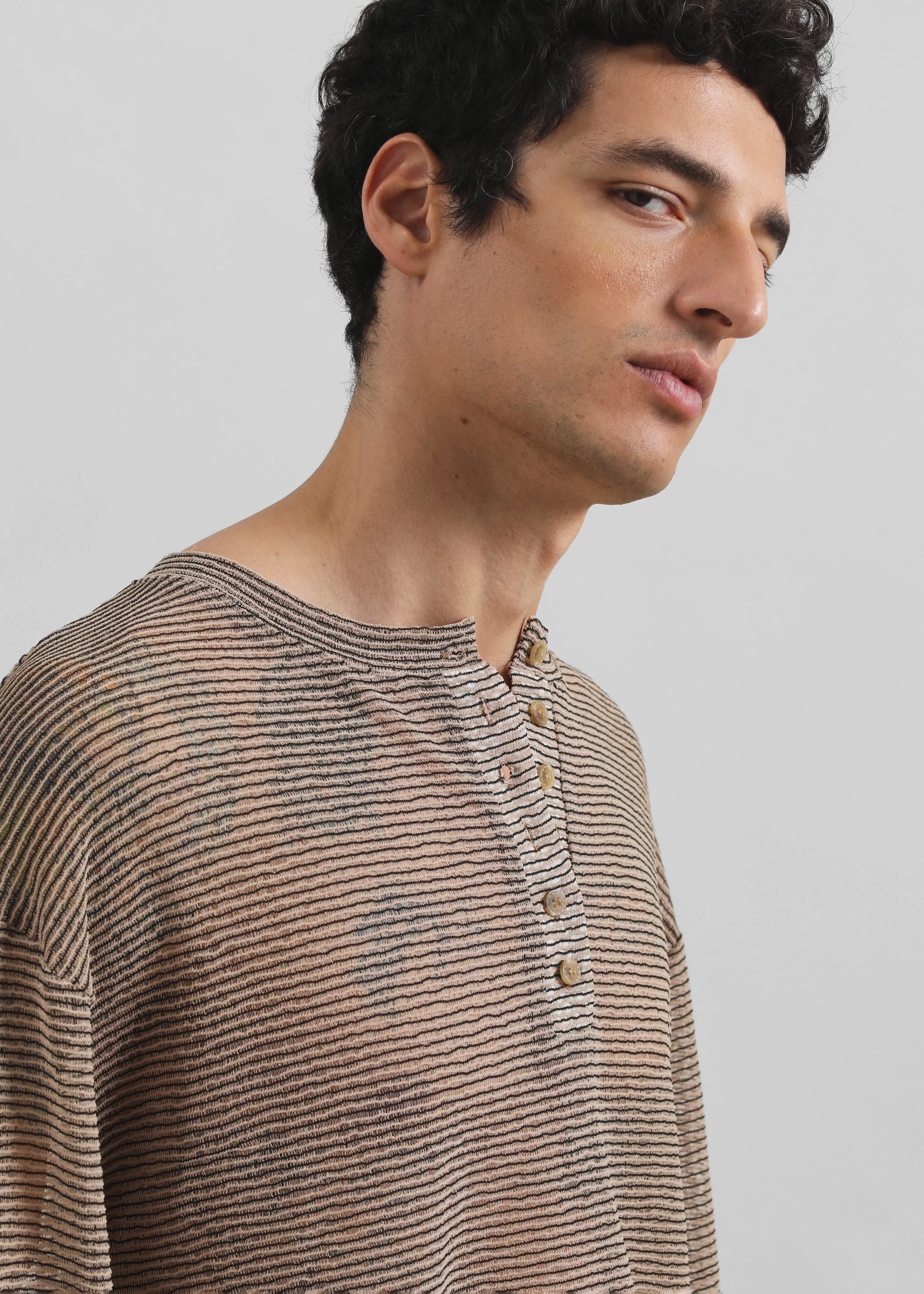 Luray Henley T-Shirt - Beige/Black Stripe sold by Frankie Shop product image thumbnail 2
