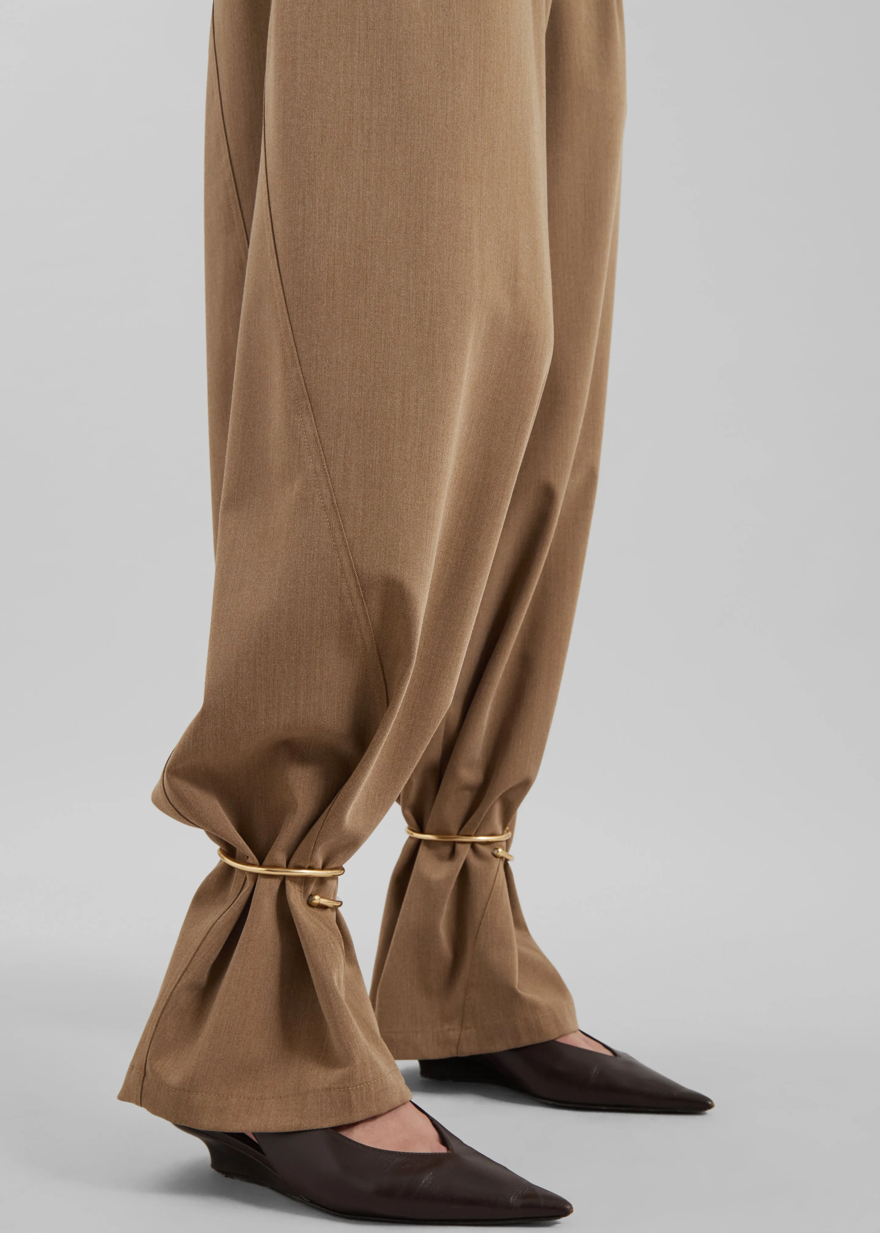 Darkpark Phebe Cuff Adorned Wide-Leg Wool Pants - Beige sold by Frankie Shop product image thumbnail 3