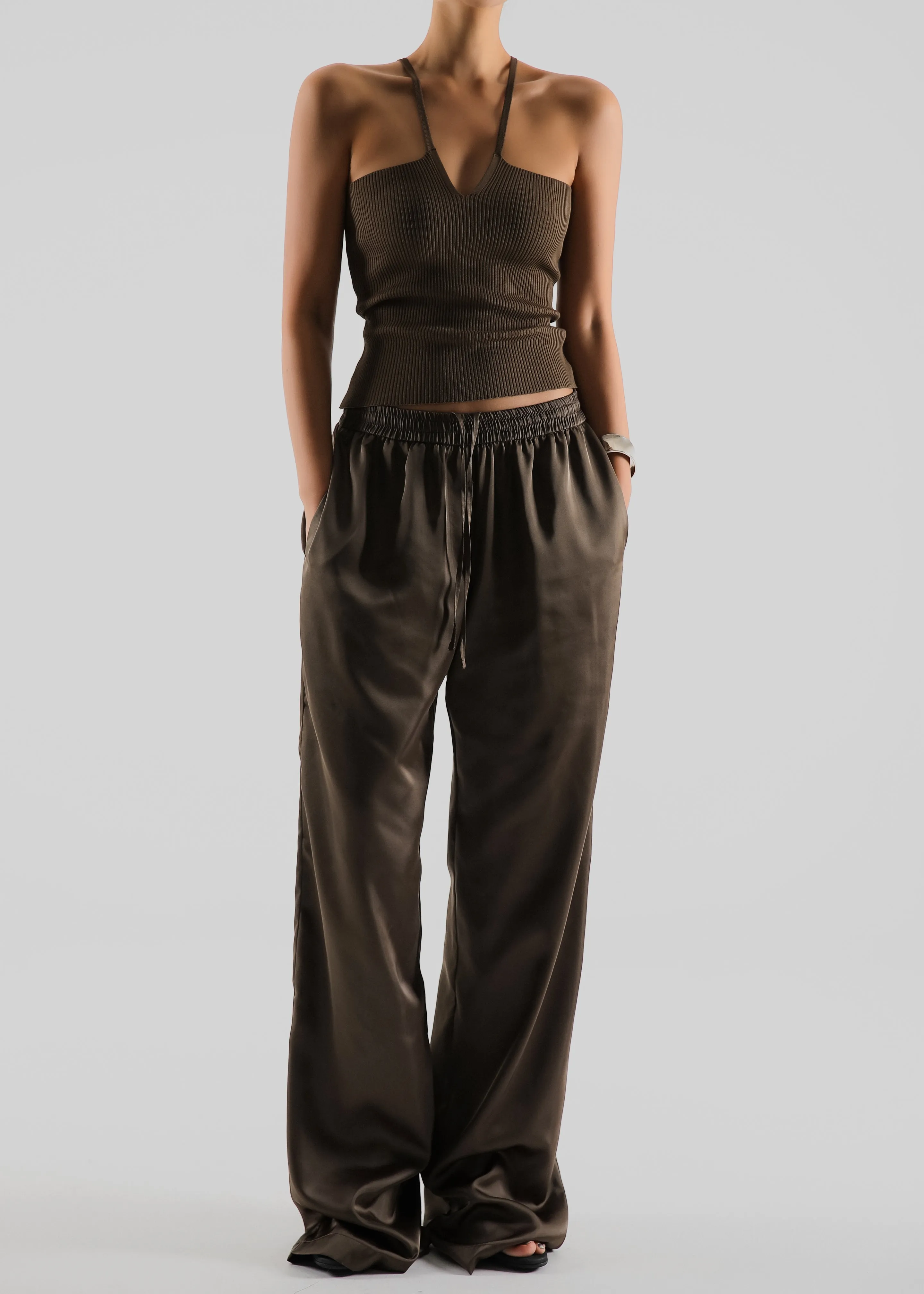 Oskel Satin Pants - Brown sold by Frankie Shop product image thumbnail 2