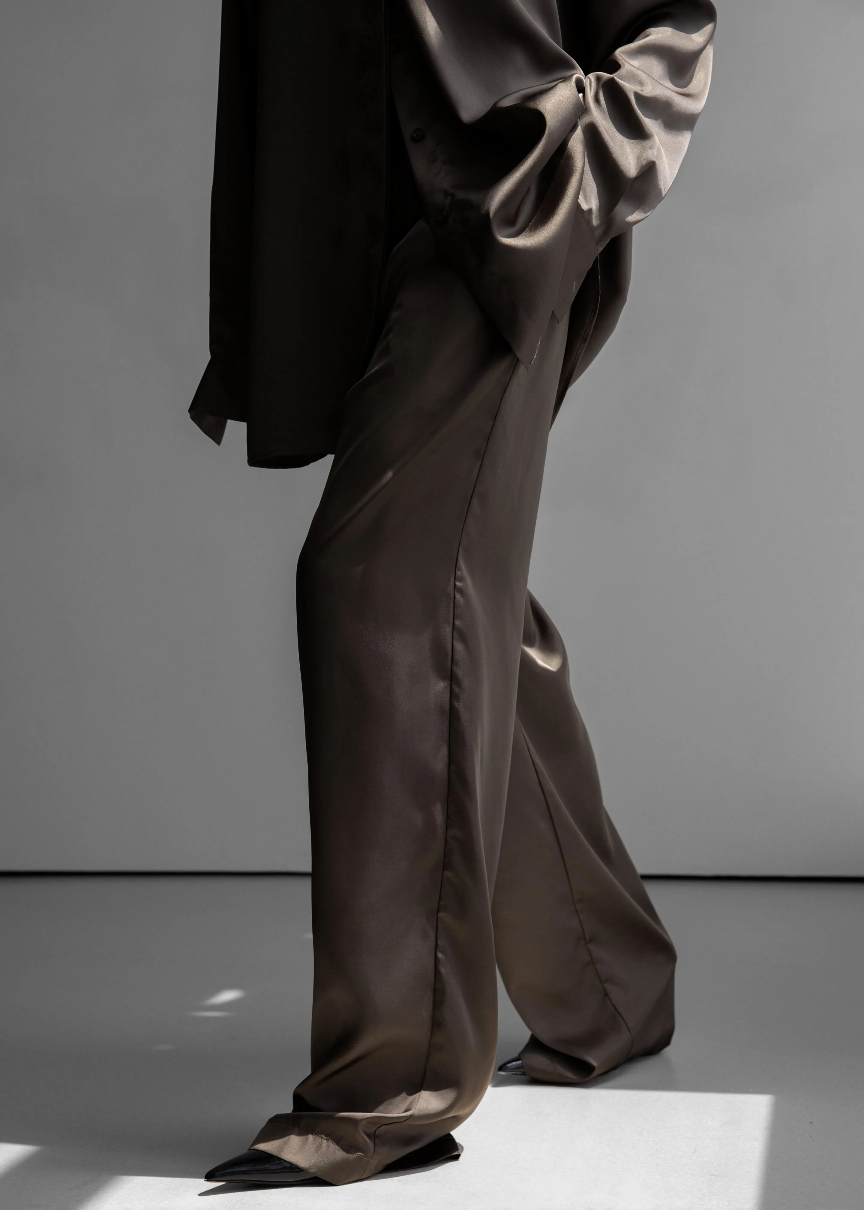 Oskel Satin Pants - Brown sold by Frankie Shop product image thumbnail 4