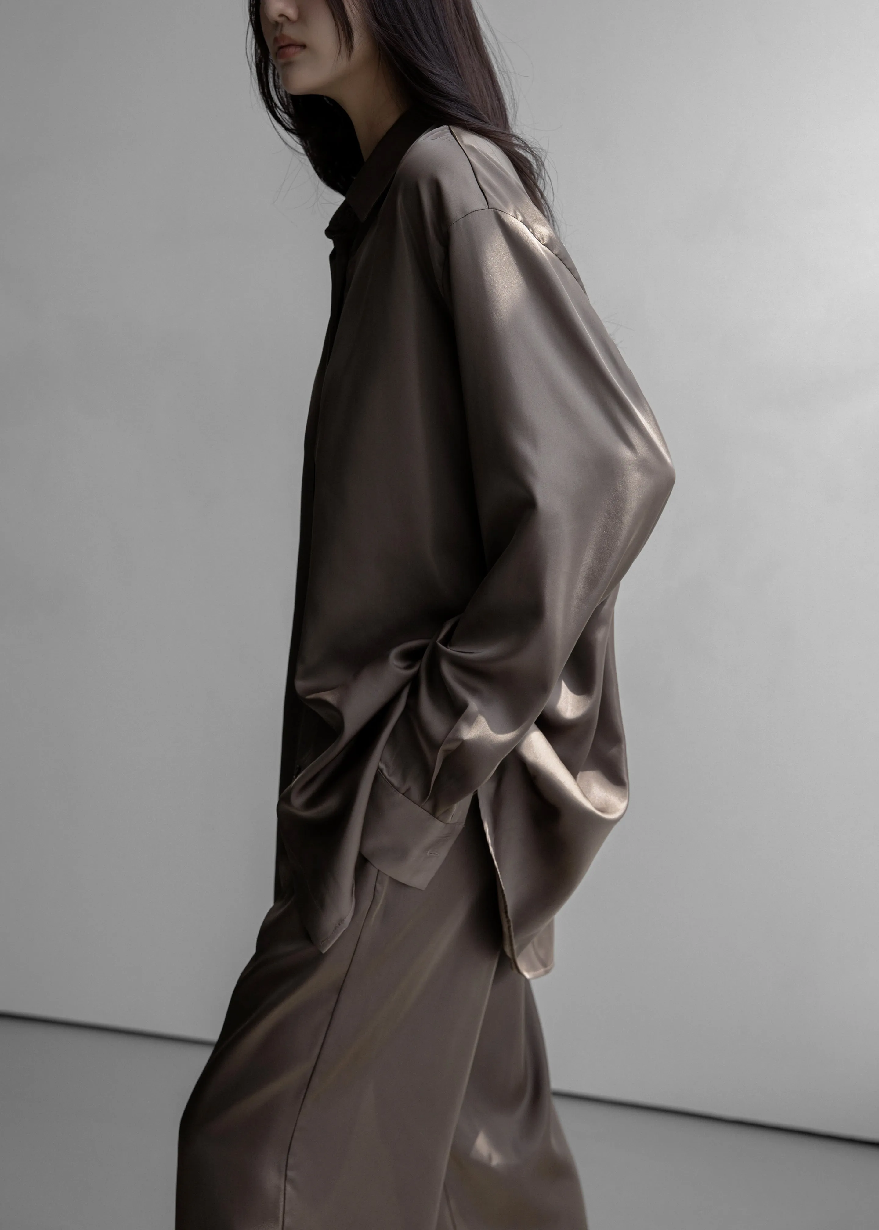 Oskel Satin Shirt - Brown sold by Frankie Shop product image thumbnail 3