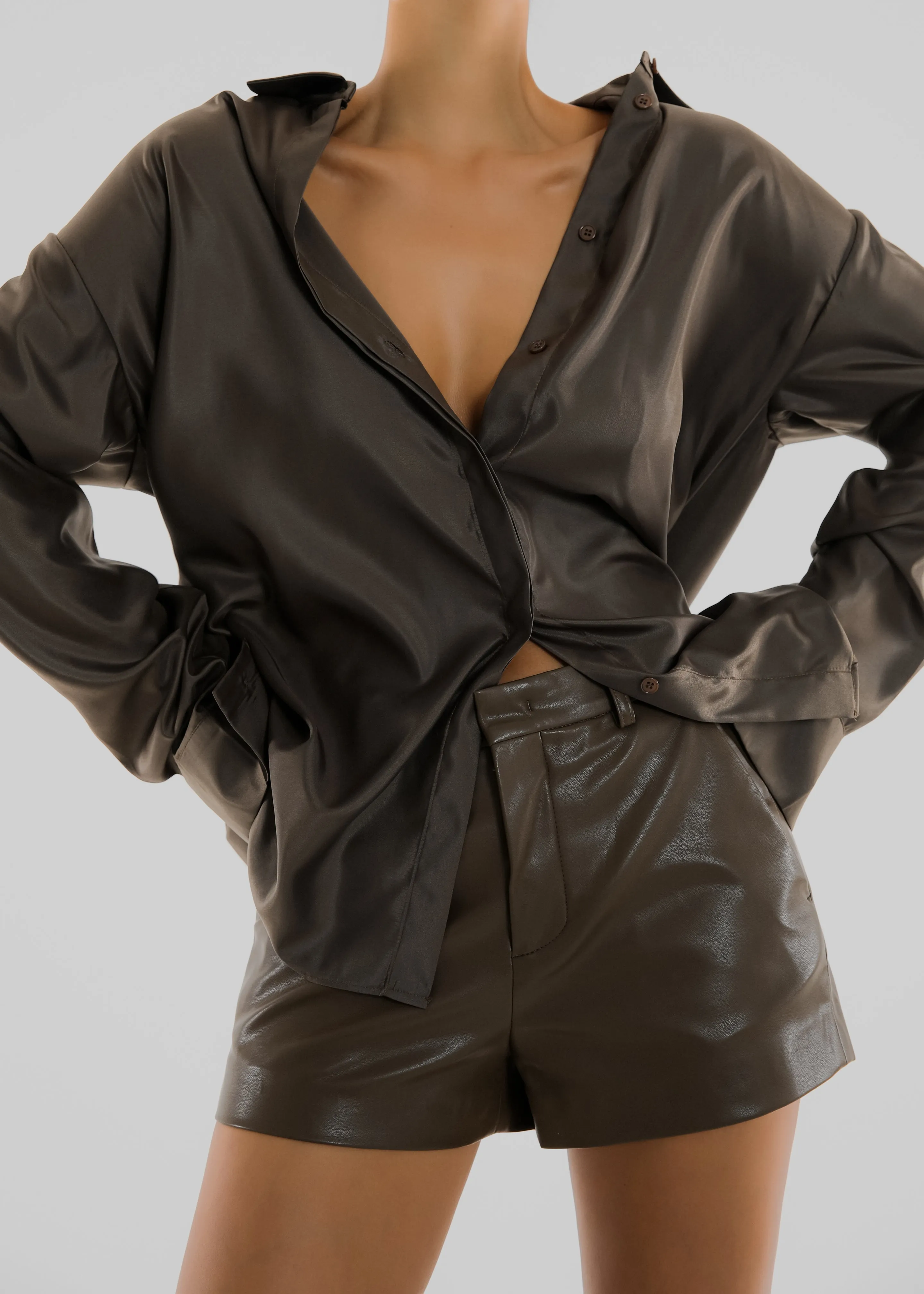 Oskel Satin Shirt - Brown sold by Frankie Shop product image thumbnail 4
