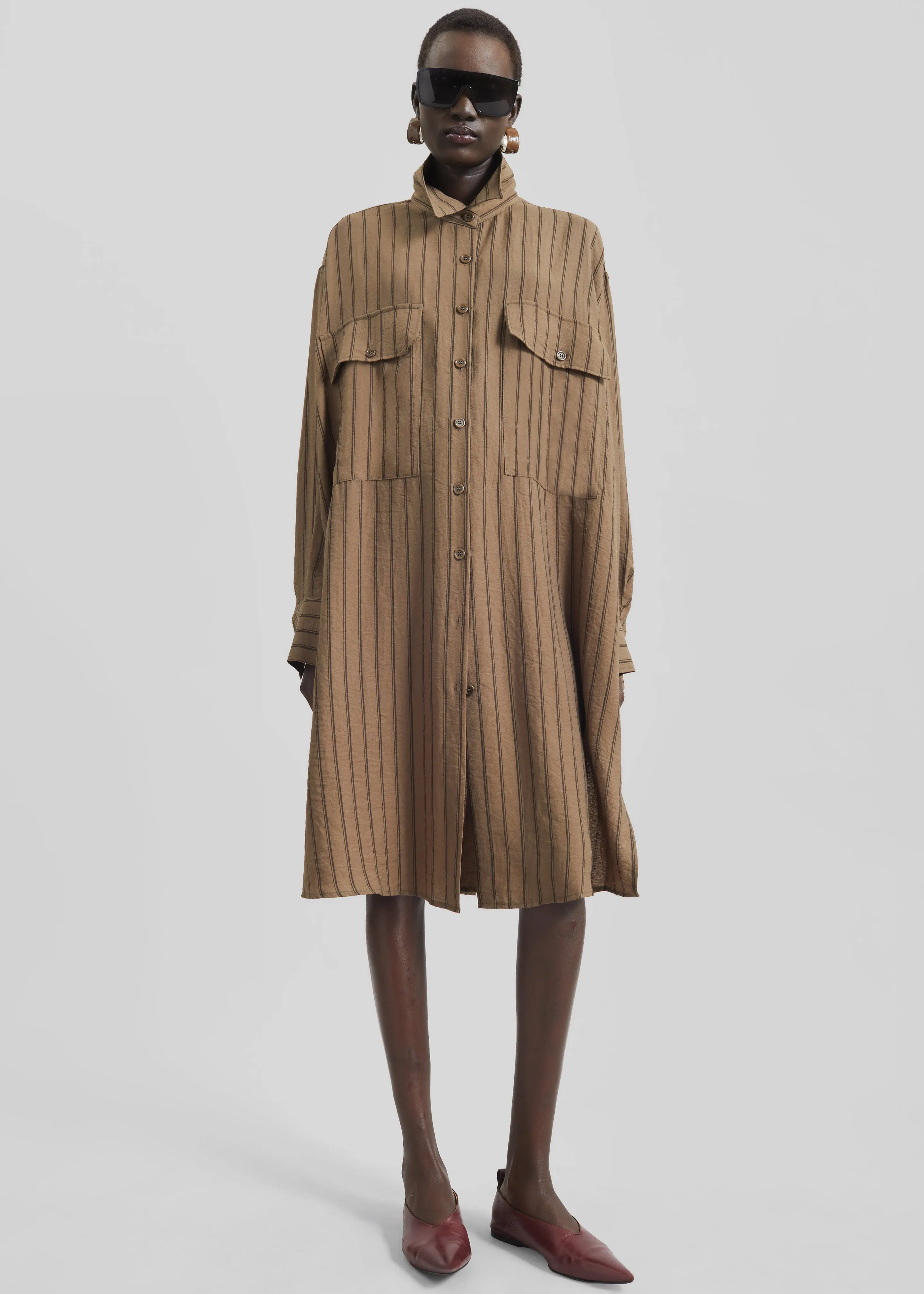 Albegna Shirt Dress - Brown Stripe sold by Frankie Shop product image thumbnail 5
