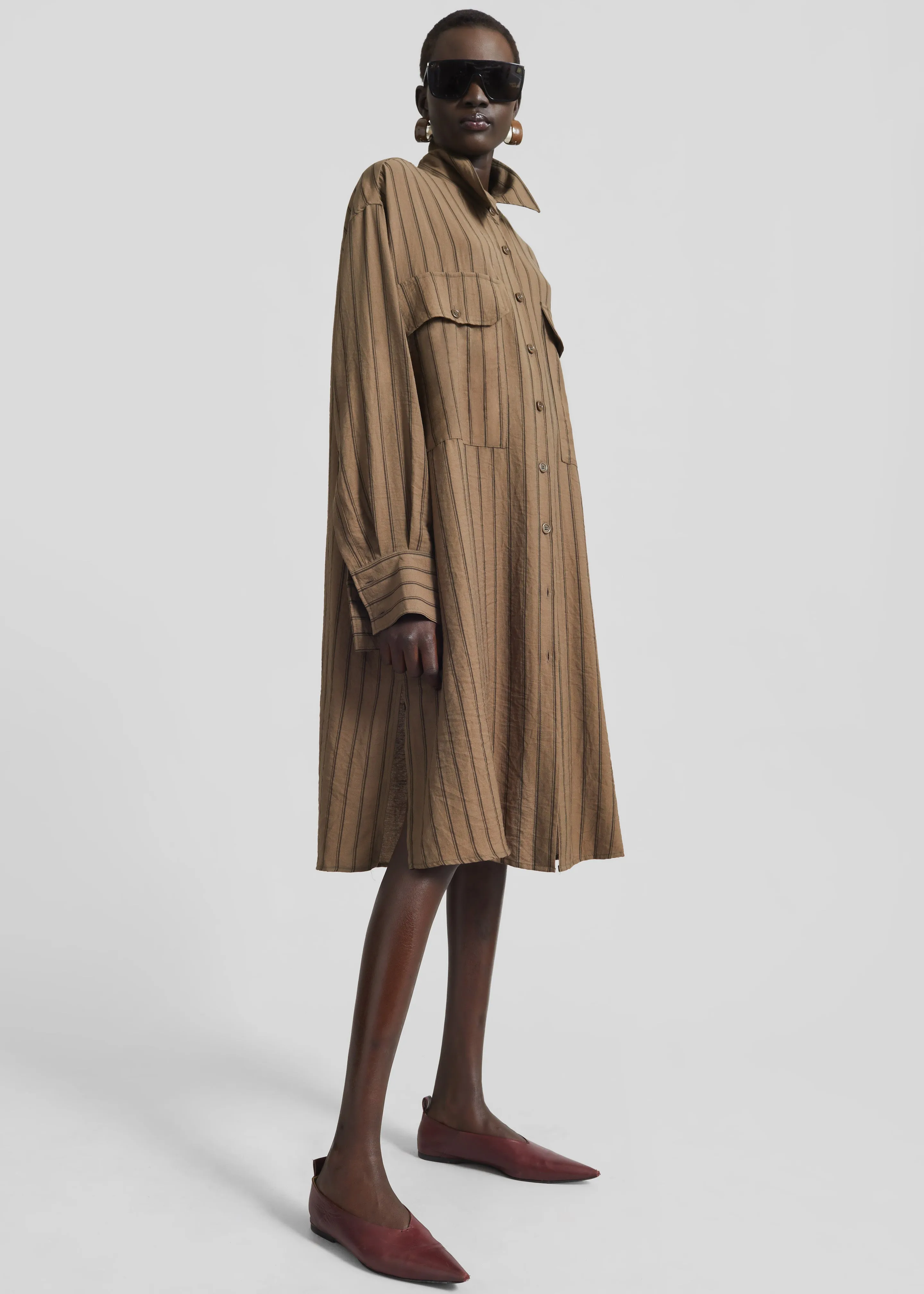 Albegna Shirt Dress - Brown Stripe sold by Frankie Shop product image thumbnail 2