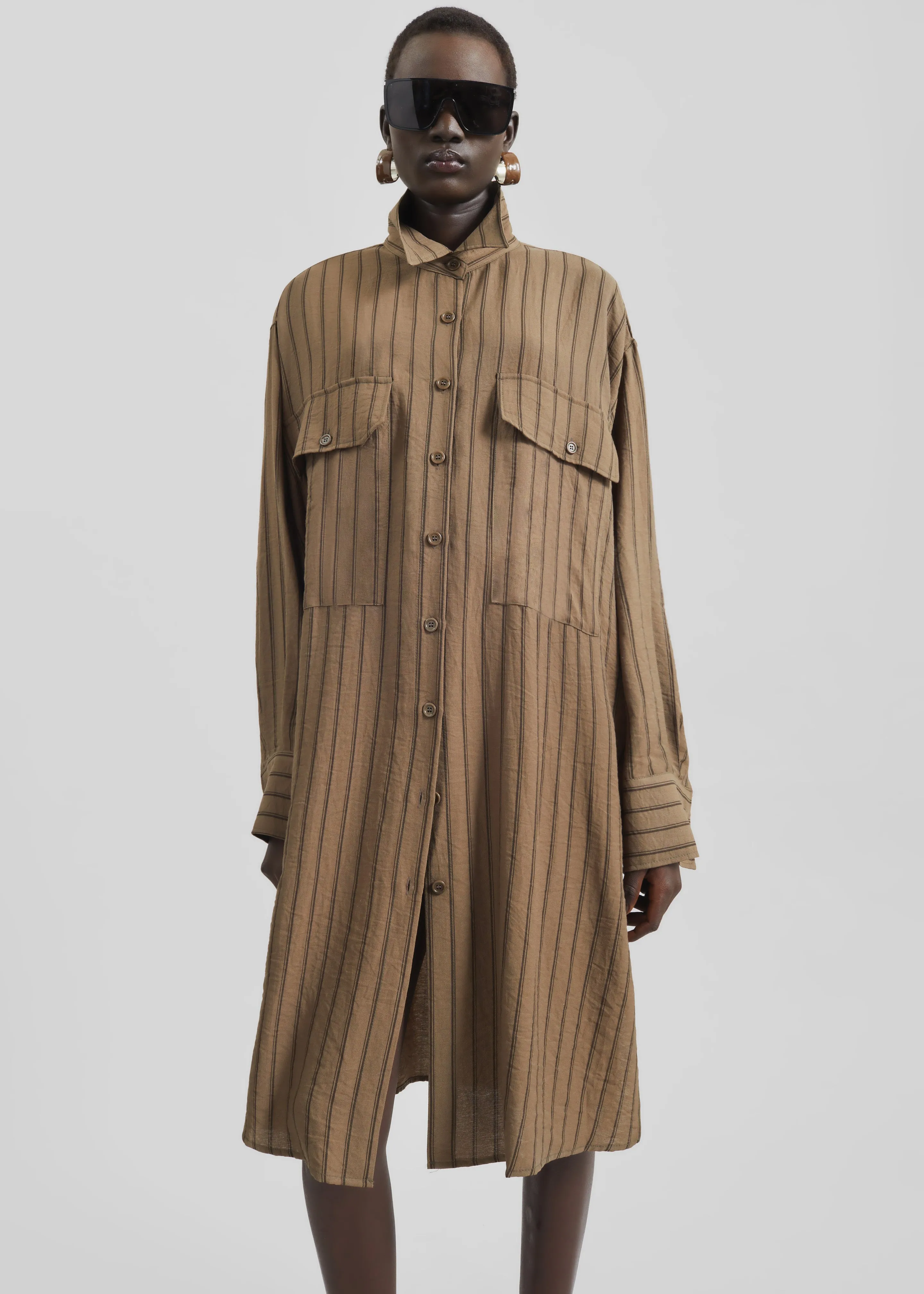 Albegna Shirt Dress - Brown Stripe sold by Frankie Shop product image thumbnail 3
