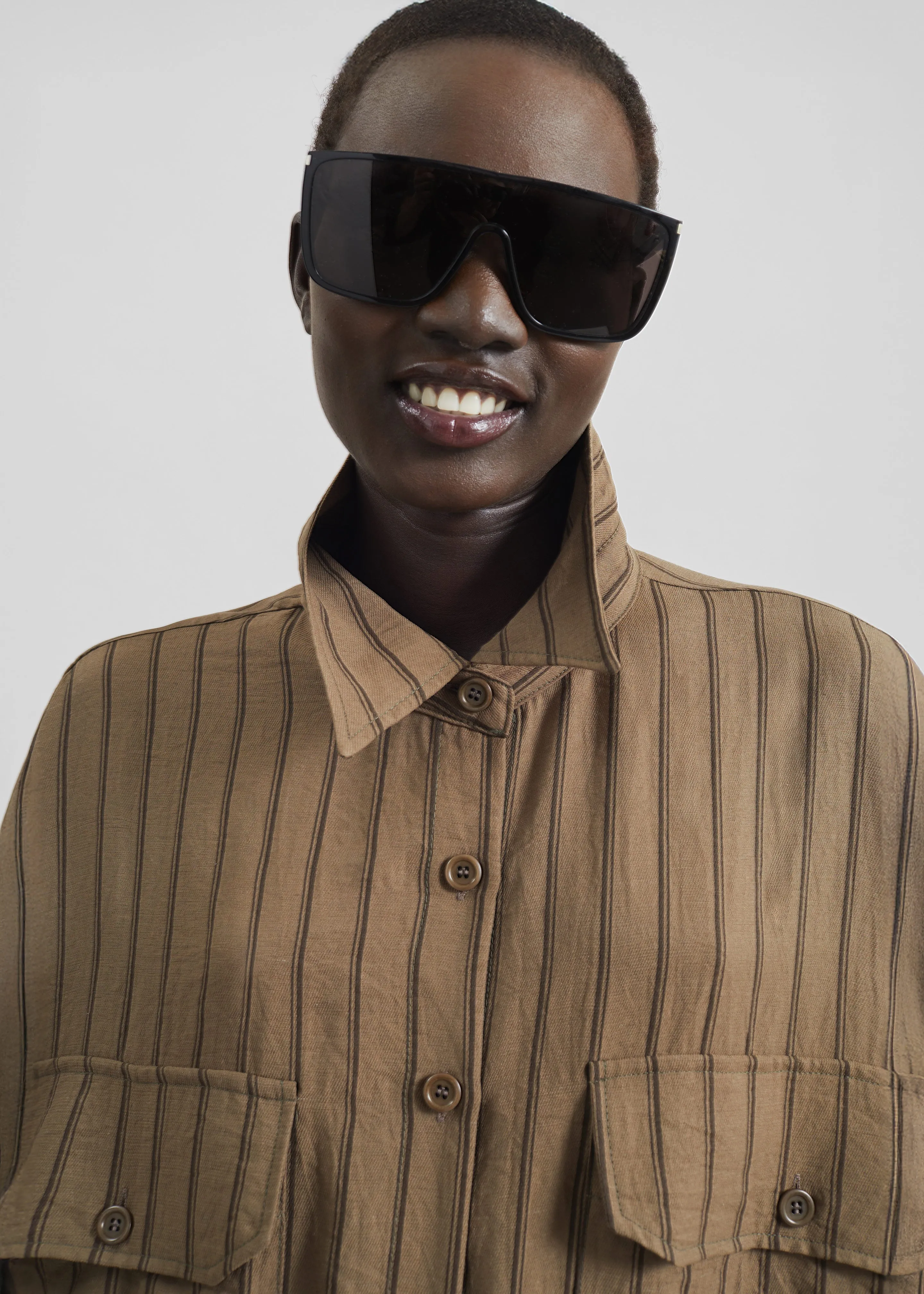 Albegna Shirt Dress - Brown Stripe sold by Frankie Shop product image thumbnail 4