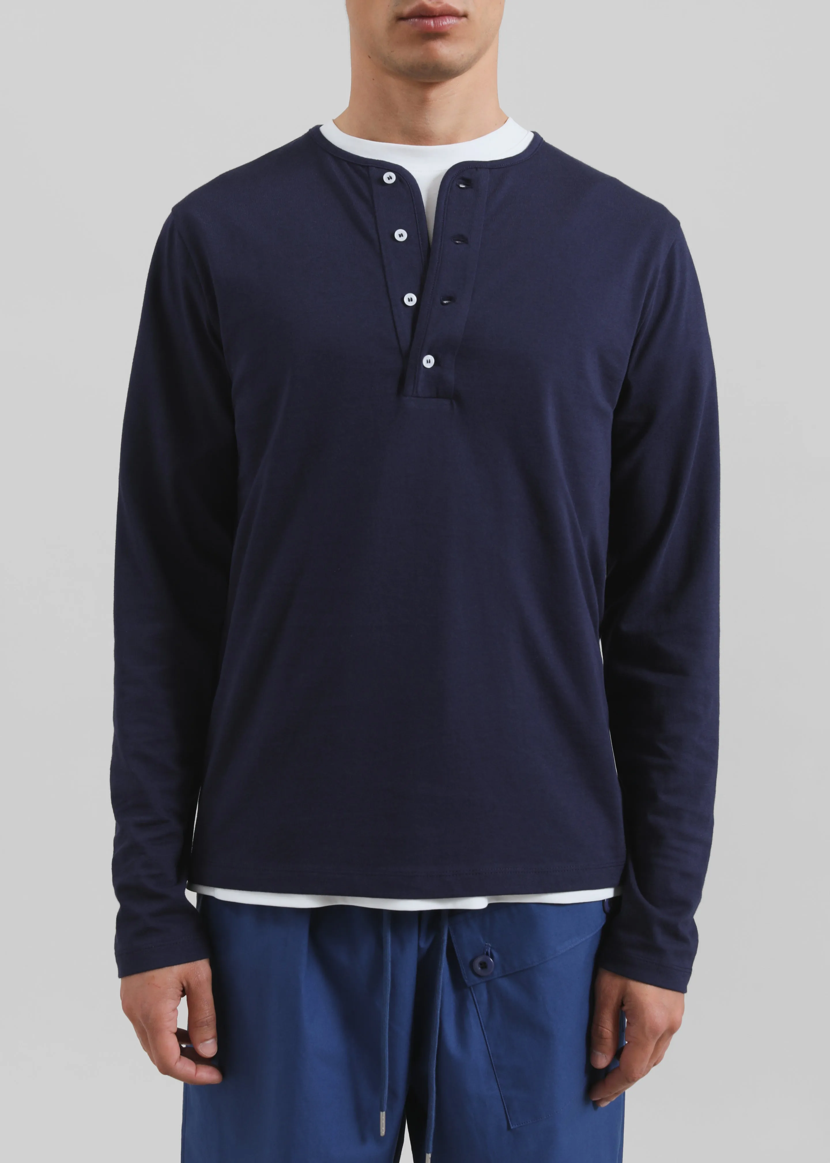 Whitby Modal-Blend Henley T-Shirt - Navy sold by Frankie Shop product image thumbnail 4