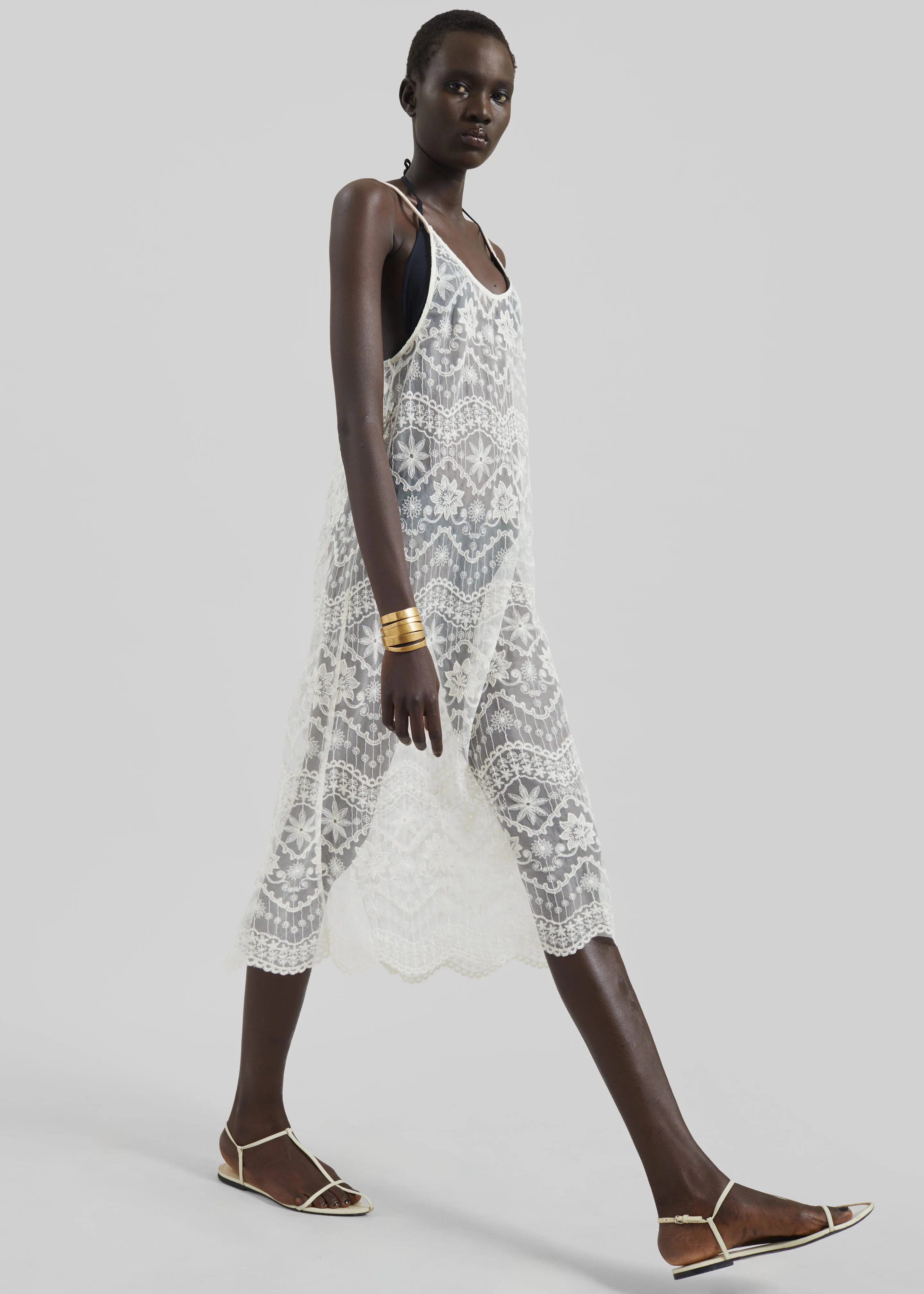 Berzi Sheer Lace Midi Dress - White sold by Frankie Shop