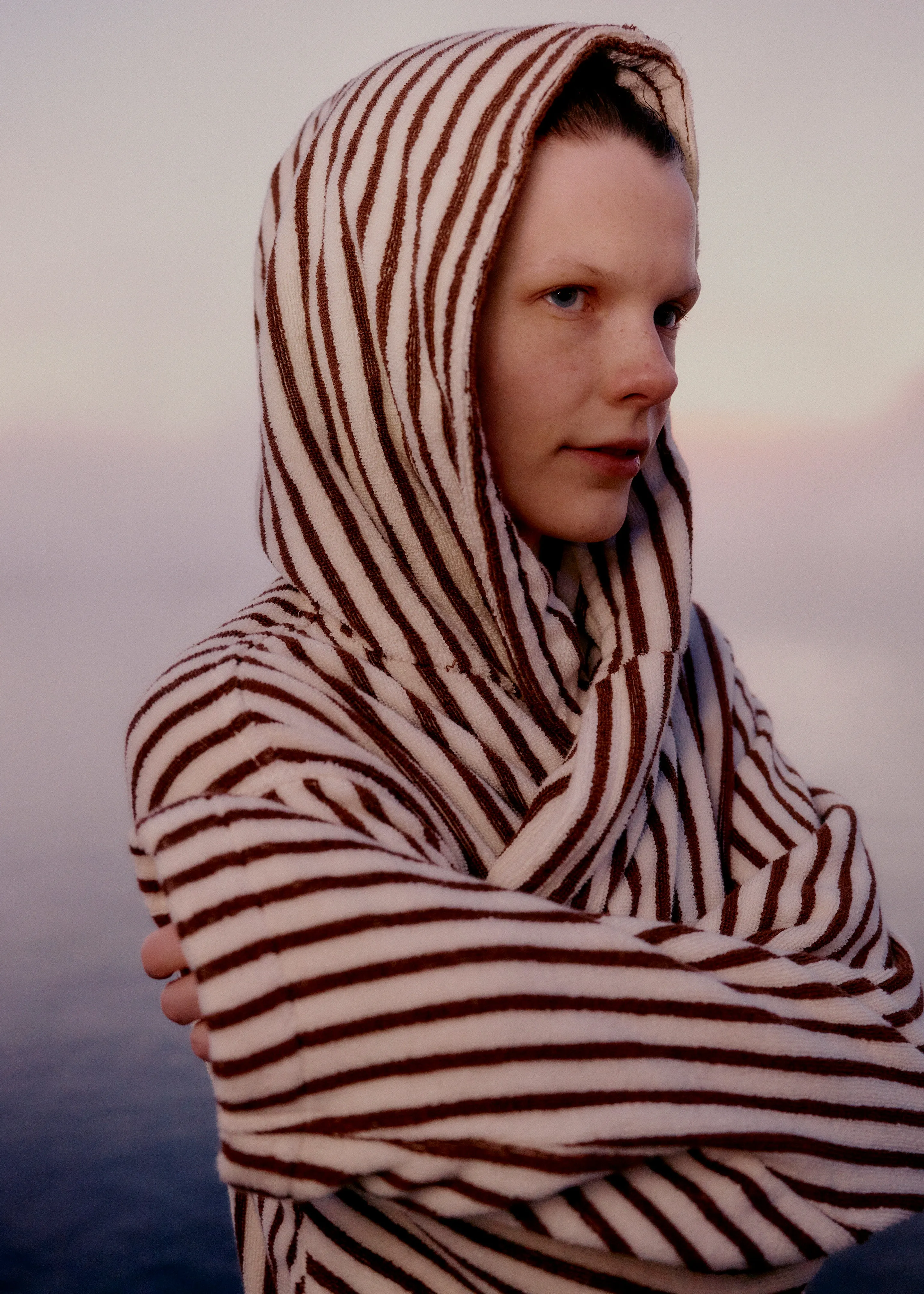 Tekla Hooded Bathrobe - Kodiak Stripes sold by Frankie Shop