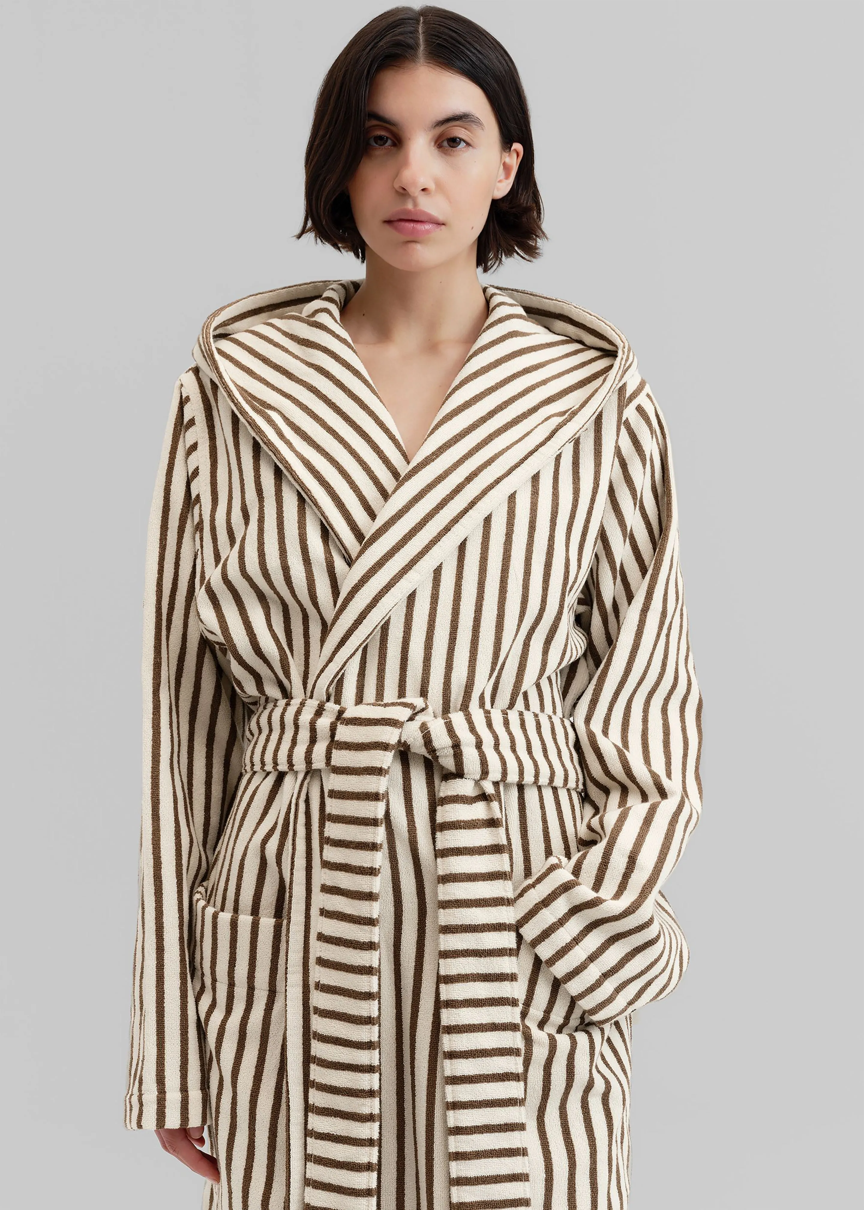 Tekla Hooded Bathrobe - Kodiak Stripes sold by Frankie Shop product image thumbnail 3