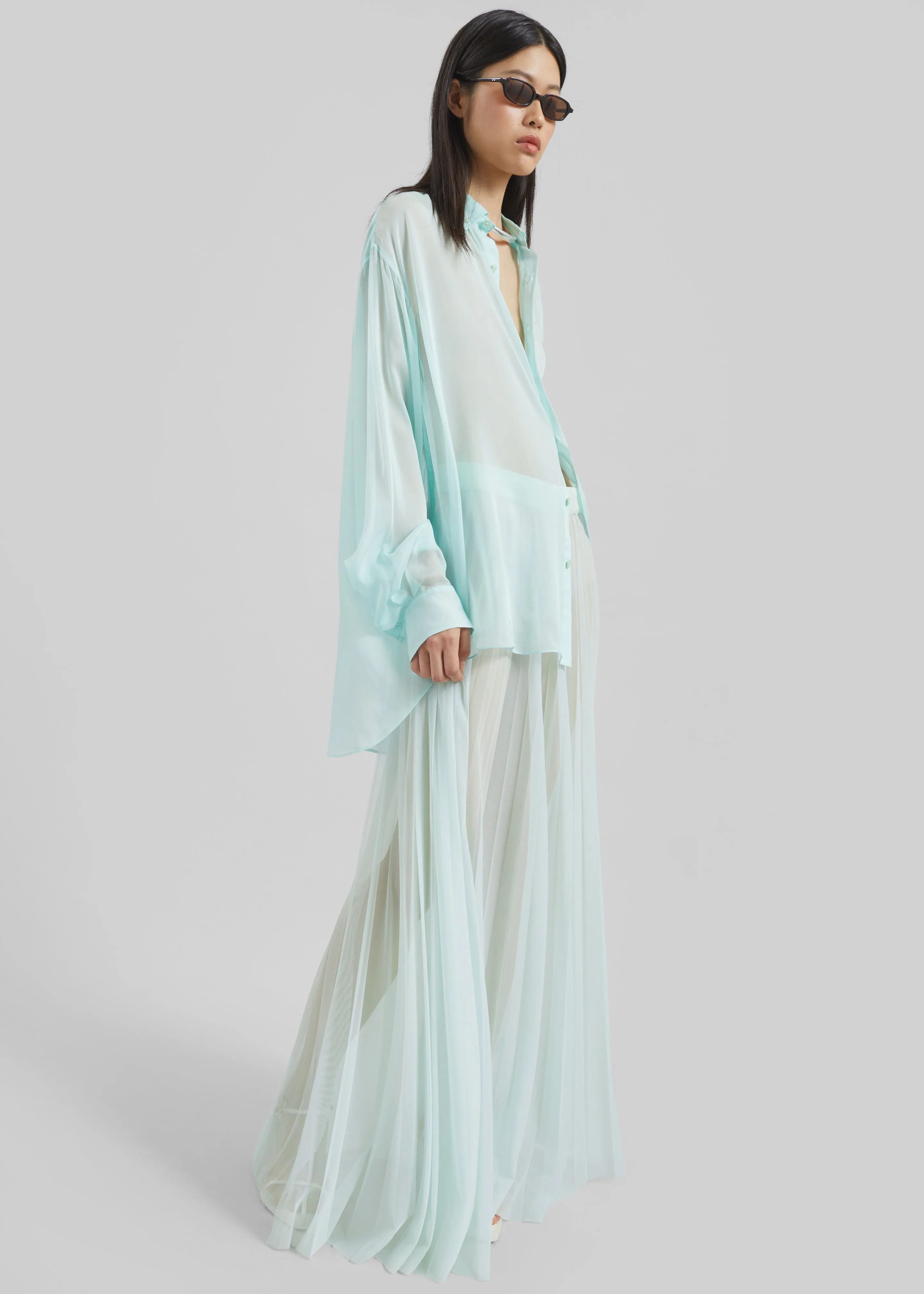 Vallen Pleated Mesh Maxi Skirt - Mint sold by Frankie Shop product image thumbnail 2