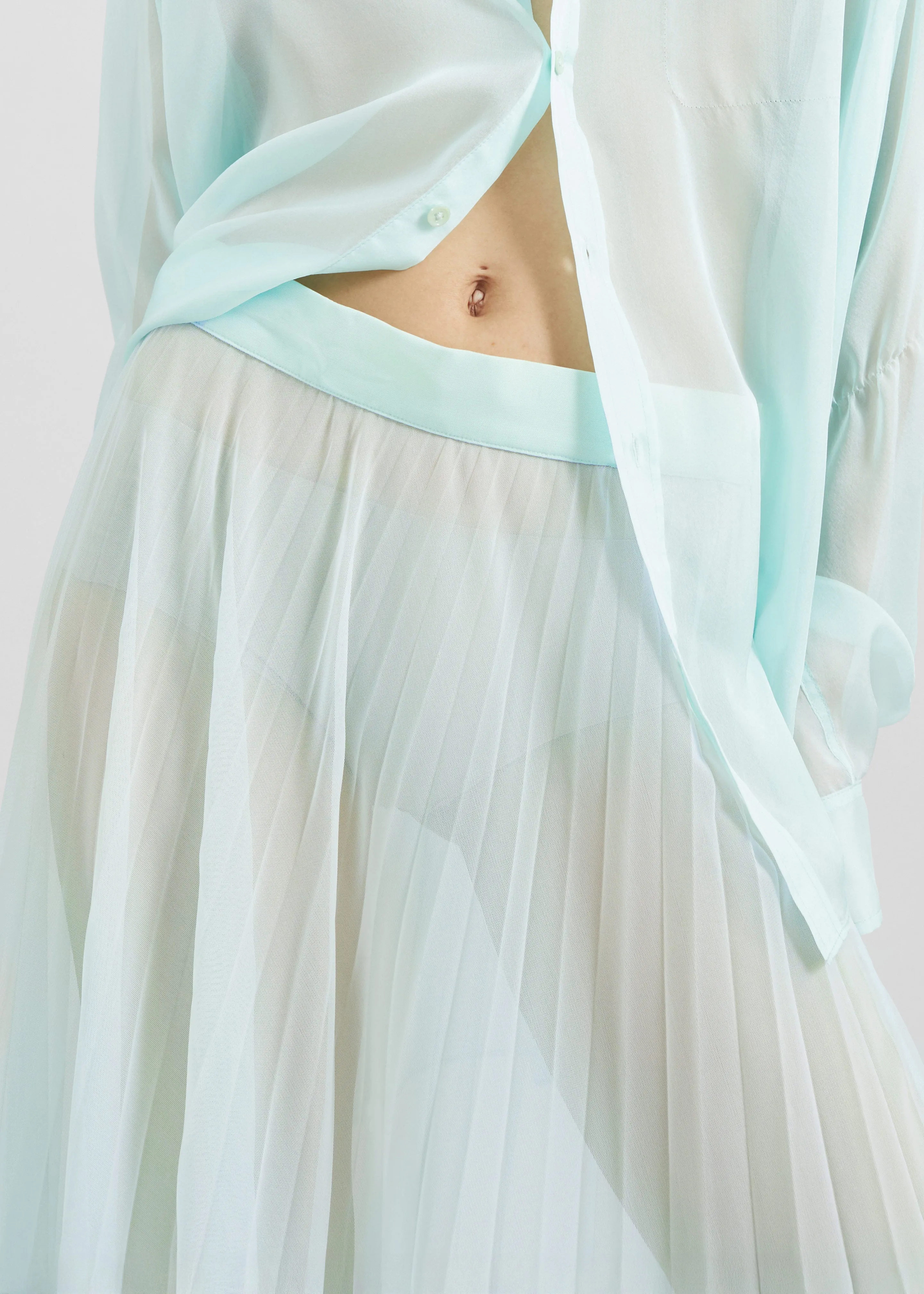 Vallen Pleated Mesh Maxi Skirt - Mint sold by Frankie Shop product image thumbnail 4