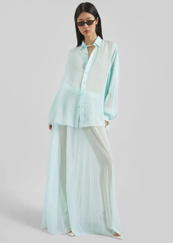 Vallen Pleated Mesh Maxi Skirt - Mint sold by Frankie Shop
