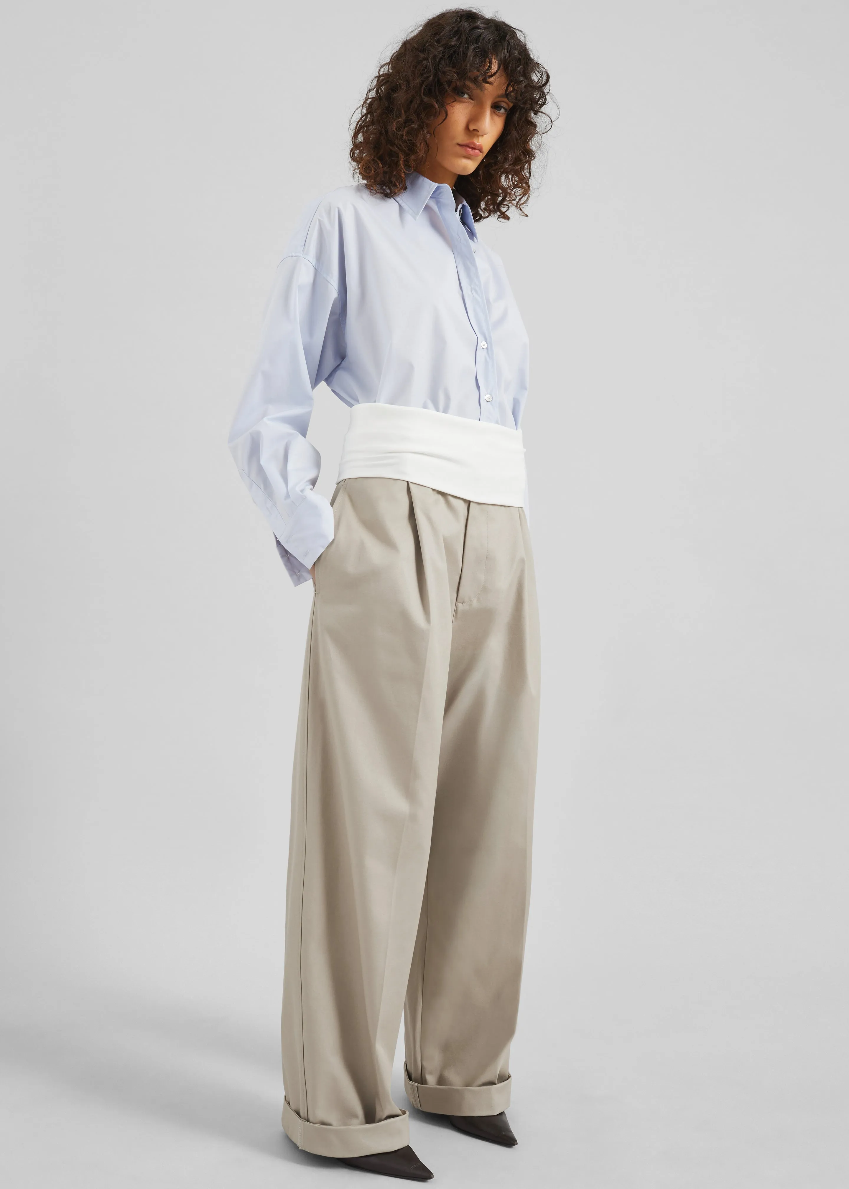 Darkpark Wendy Elastic Waist Wide-Leg Trousers - Beige sold by Frankie Shop product image thumbnail 2