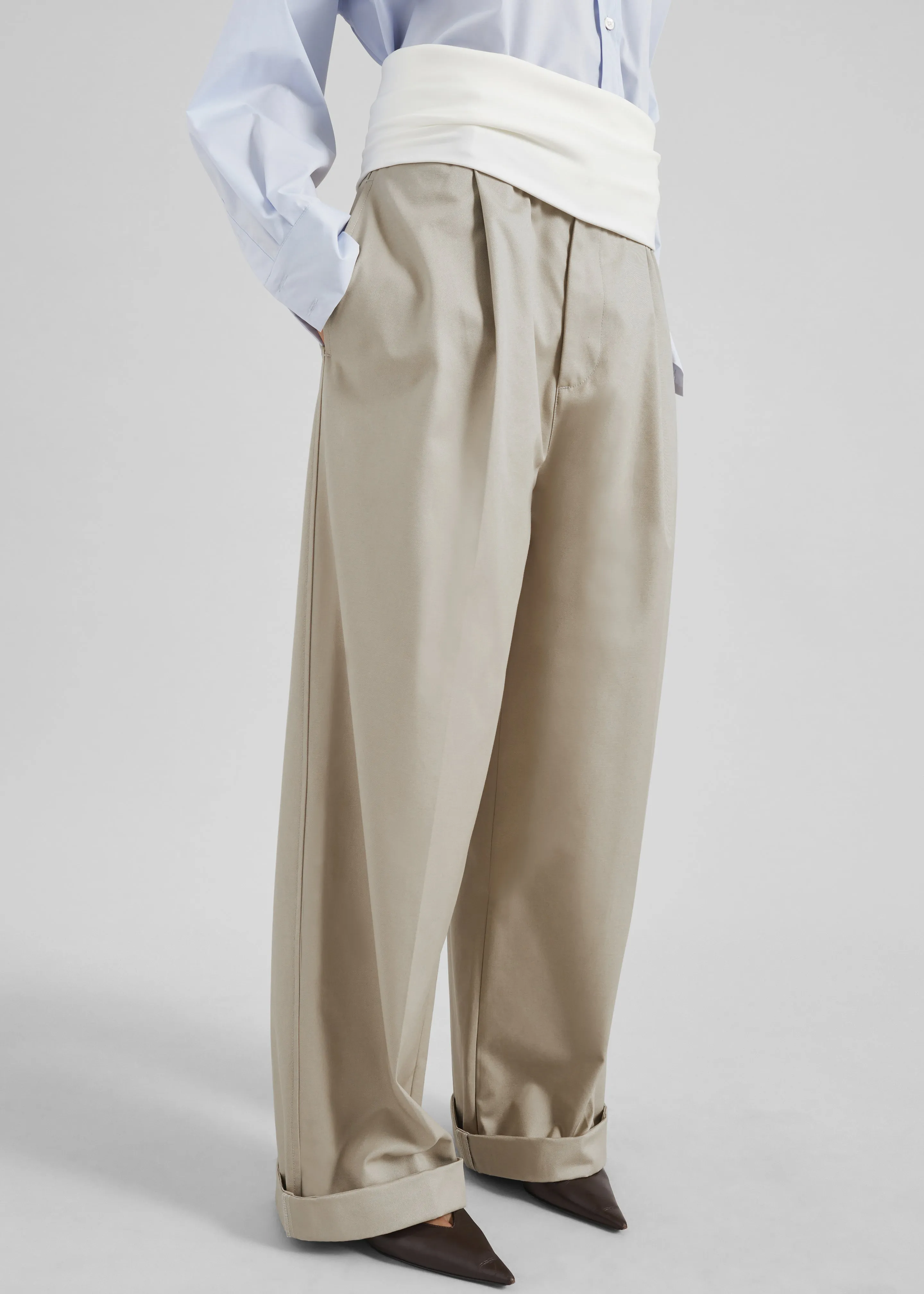 Darkpark Wendy Elastic Waist Wide-Leg Trousers - Beige sold by Frankie Shop product image thumbnail 3