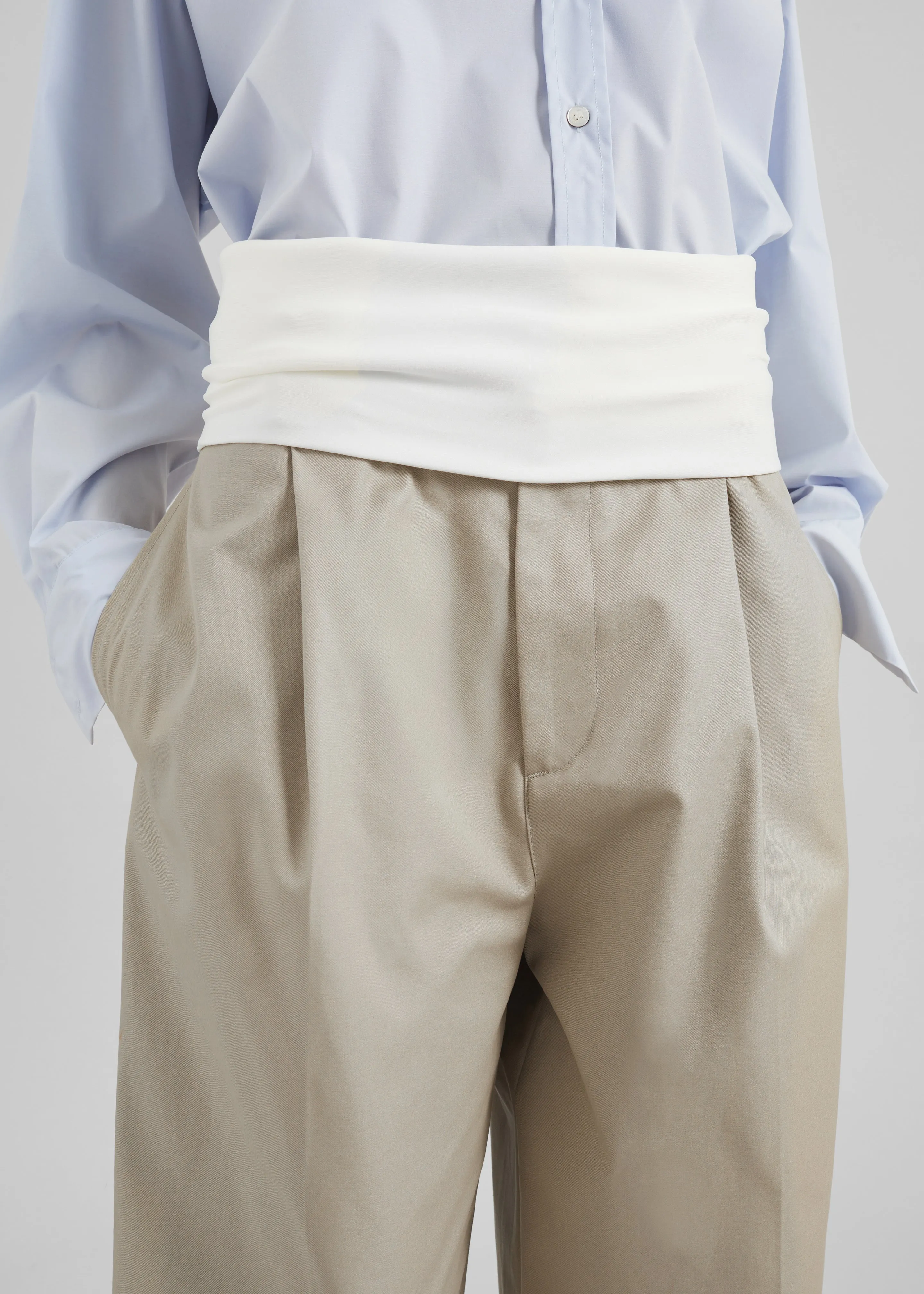 Darkpark Wendy Elastic Waist Wide-Leg Trousers - Beige sold by Frankie Shop