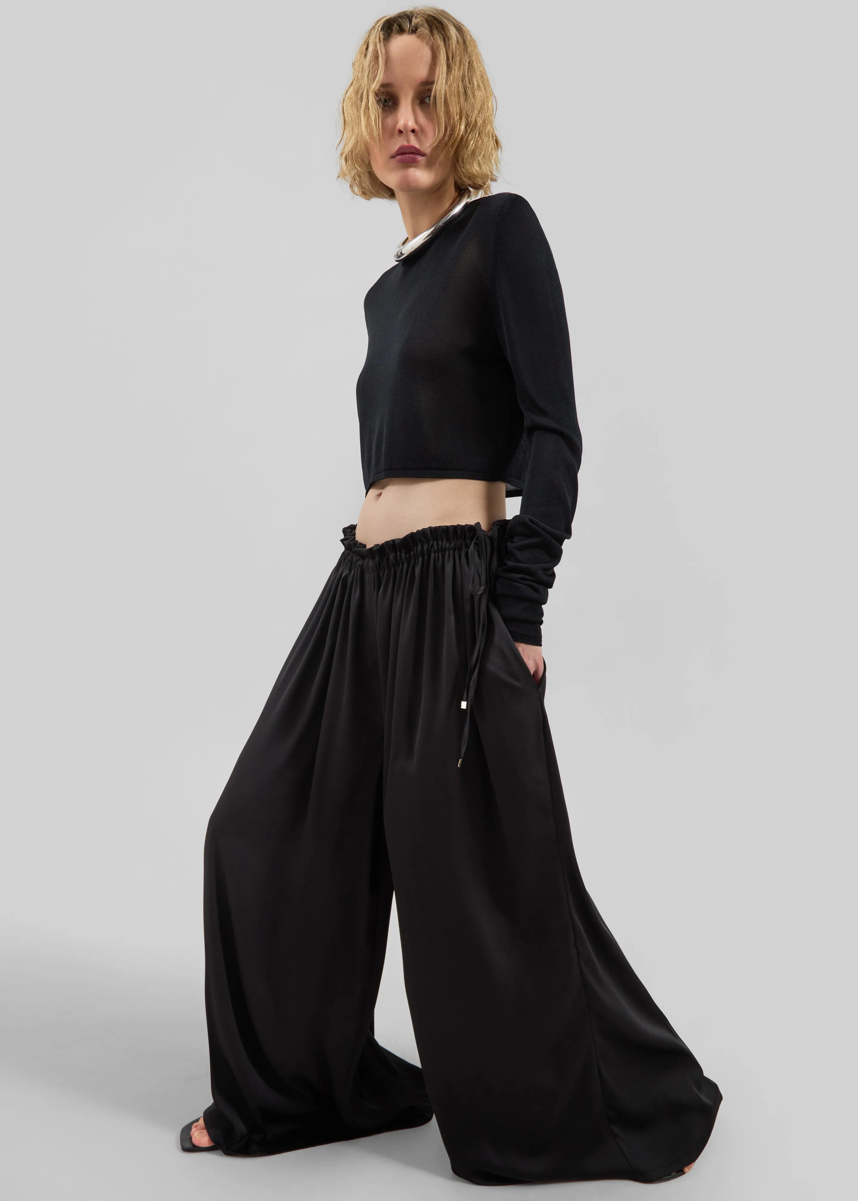 Arleth Satin Sheer Drawstring Pants - Black sold by Frankie Shop product image thumbnail 3