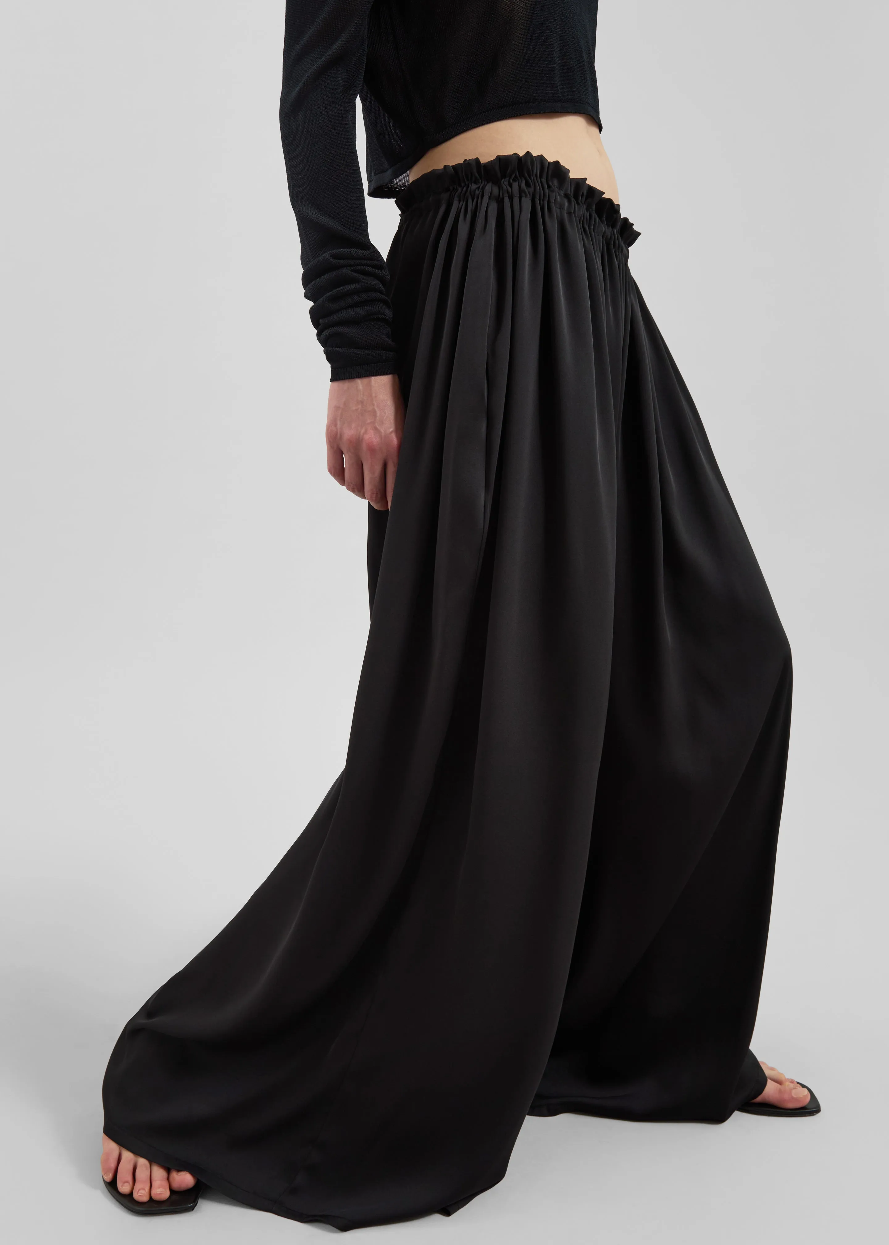 Arleth Satin Sheer Drawstring Pants - Black sold by Frankie Shop