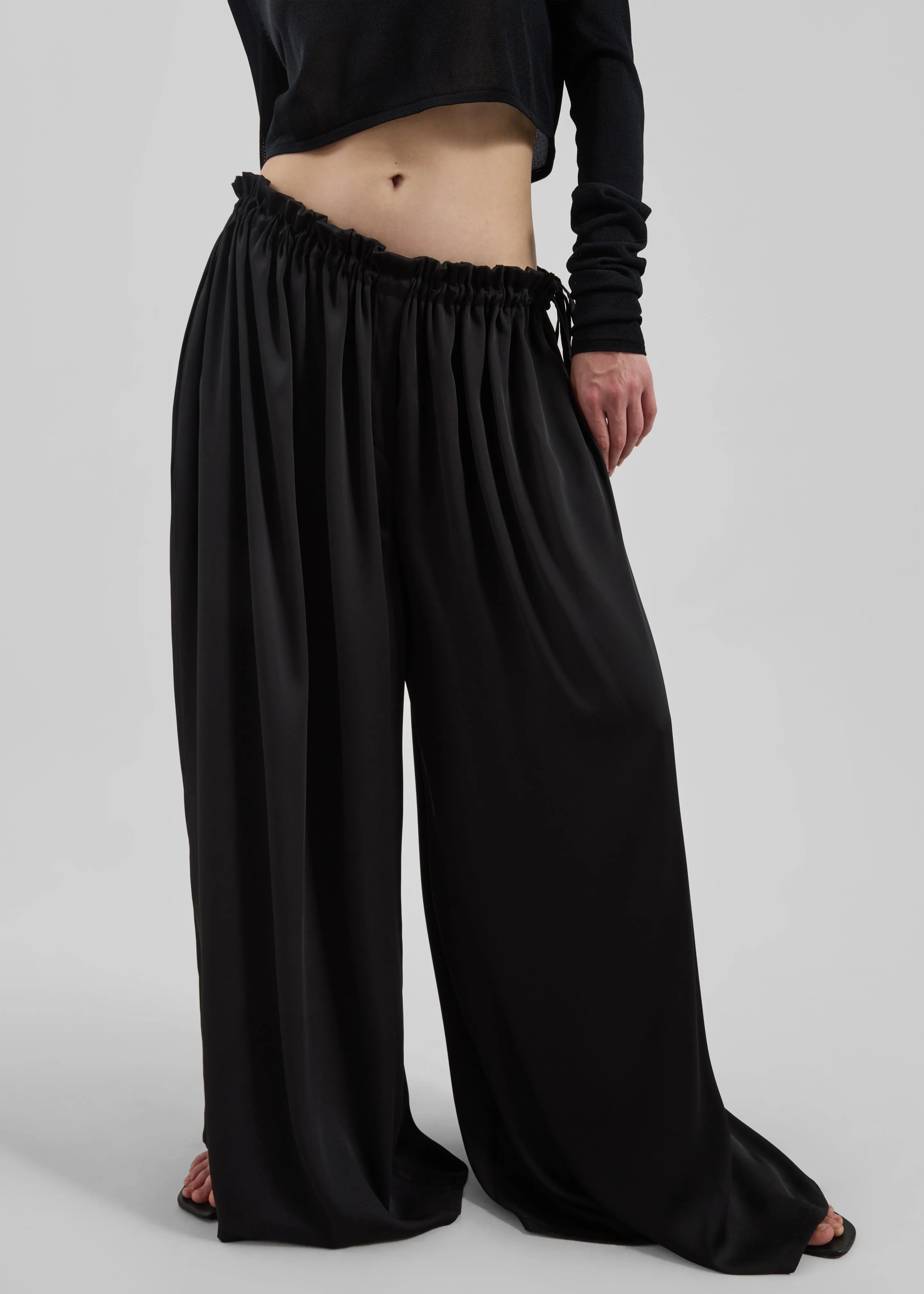 Arleth Satin Sheer Drawstring Pants - Black sold by Frankie Shop product image thumbnail 5