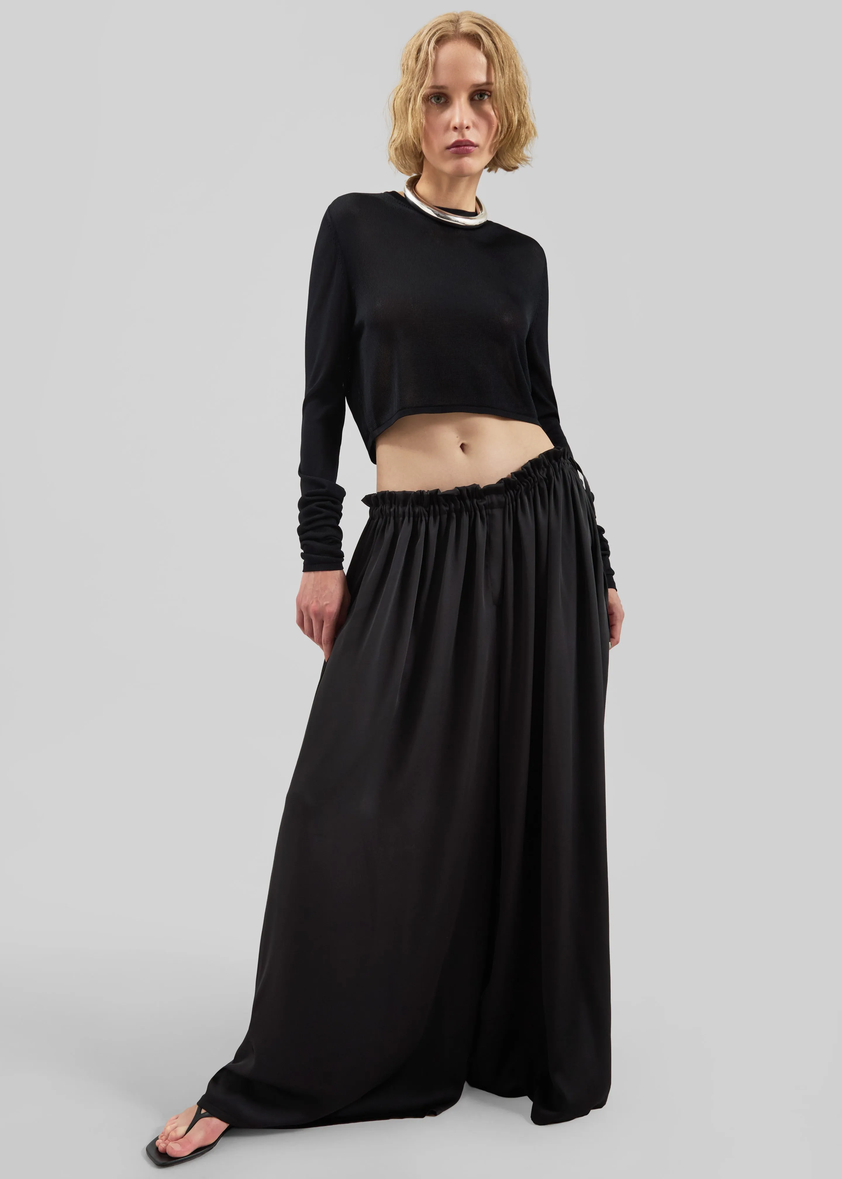 Arleth Satin Sheer Drawstring Pants - Black sold by Frankie Shop product image thumbnail 4