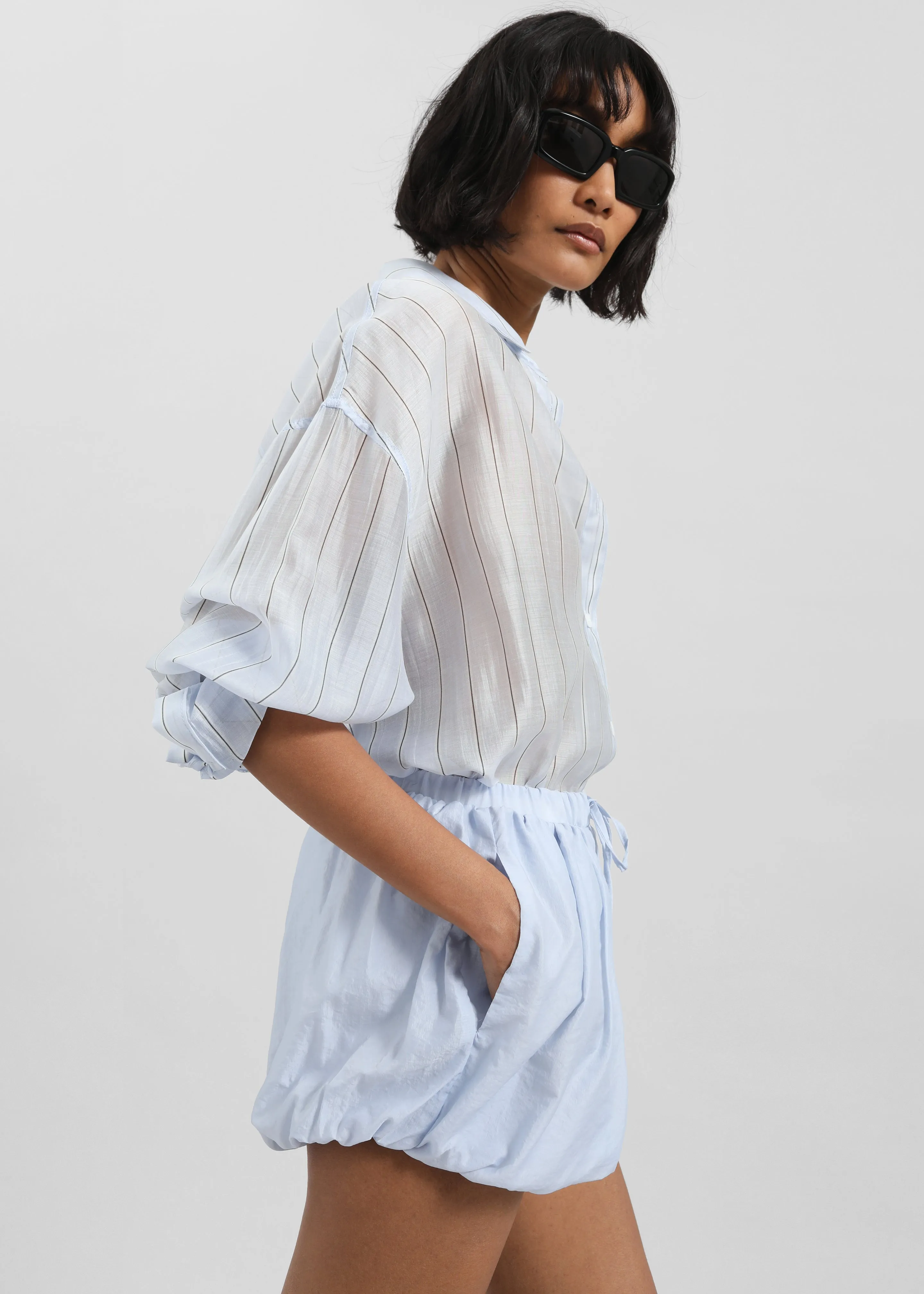 Vranor Light Sheer Shirt - Light Blue/Black Stripe sold by Frankie Shop product image thumbnail 3