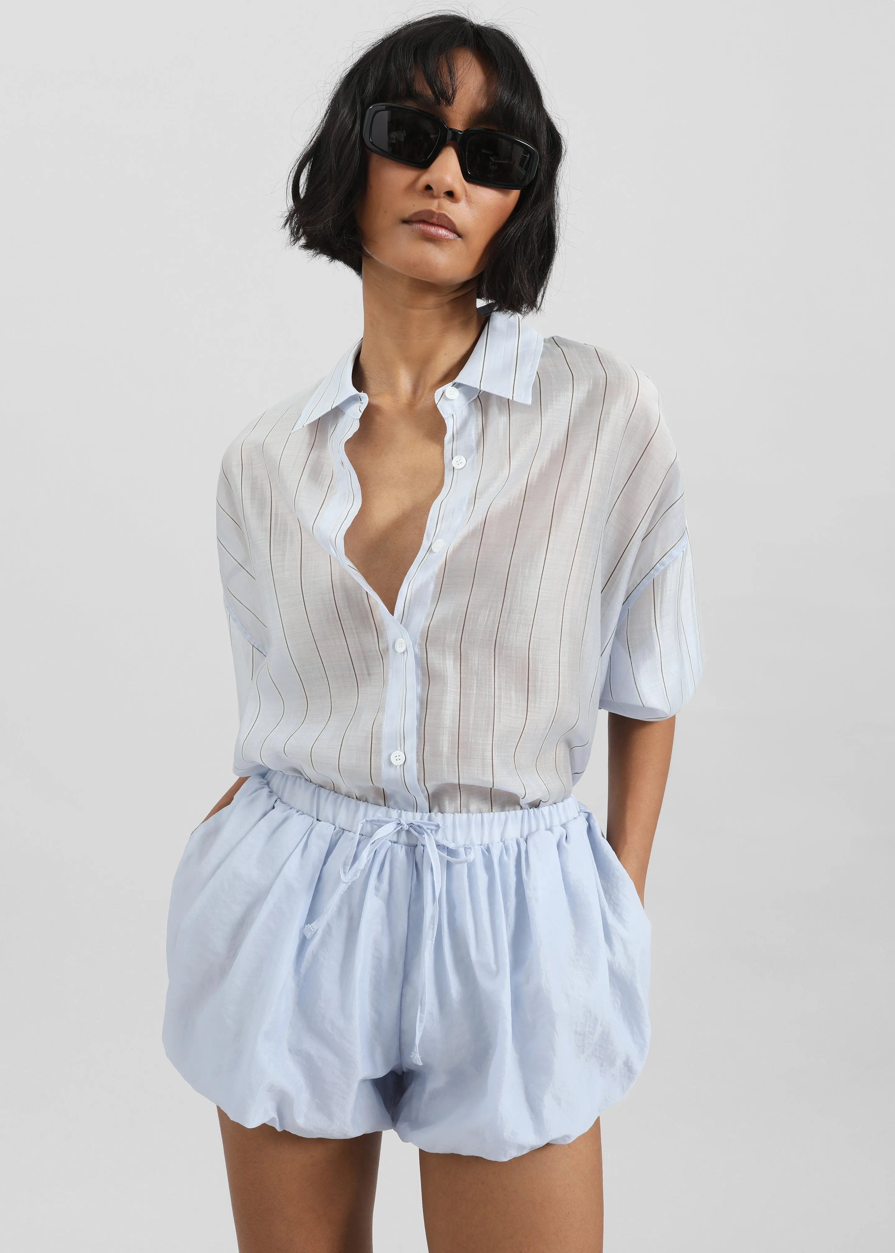 Vranor Light Sheer Shirt - Light Blue/Black Stripe sold by Frankie Shop product image thumbnail 2